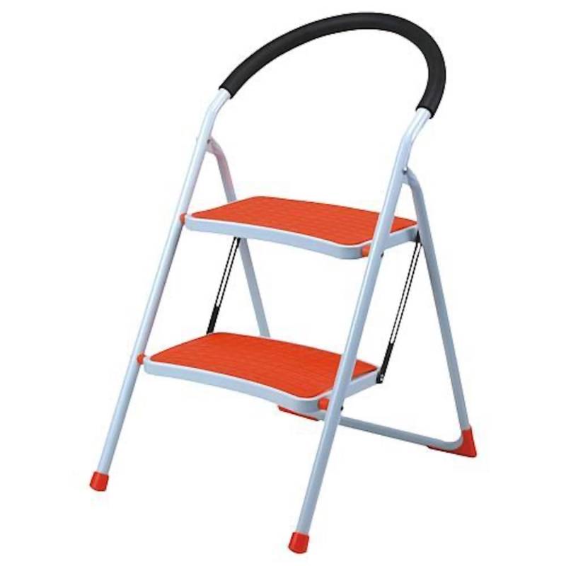 PROREGAL Small Giraffe Einseitige Metall-Klappleiter 2 Stufen Orange 150 kg Tragkraft Leiter Trittleiter Stufenleiter Haushaltsleiter von PROREGAL