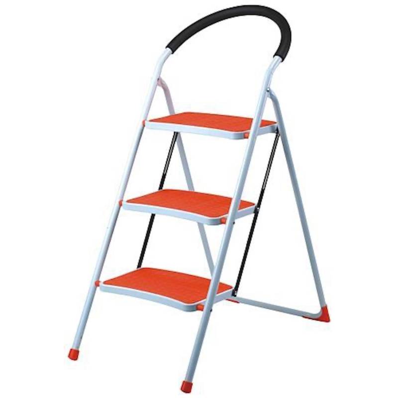 PROREGAL Small Giraffe Einseitige Metall-Klappleiter 3 Stufen Orange 150 kg Tragkraft Leiter Trittleiter Stufenleiter Haushaltsleiter von PROREGAL