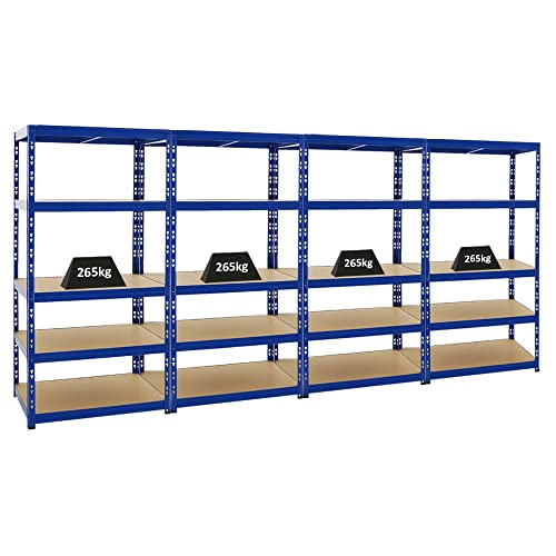 PROREGAL Spar Deal | 4er Set Schwerlastregal Tiger Blau | HxBxT 180x90x60 cm | Fachlast 265kg Kellerregal Lagerregal Metallregal von PROREGAL