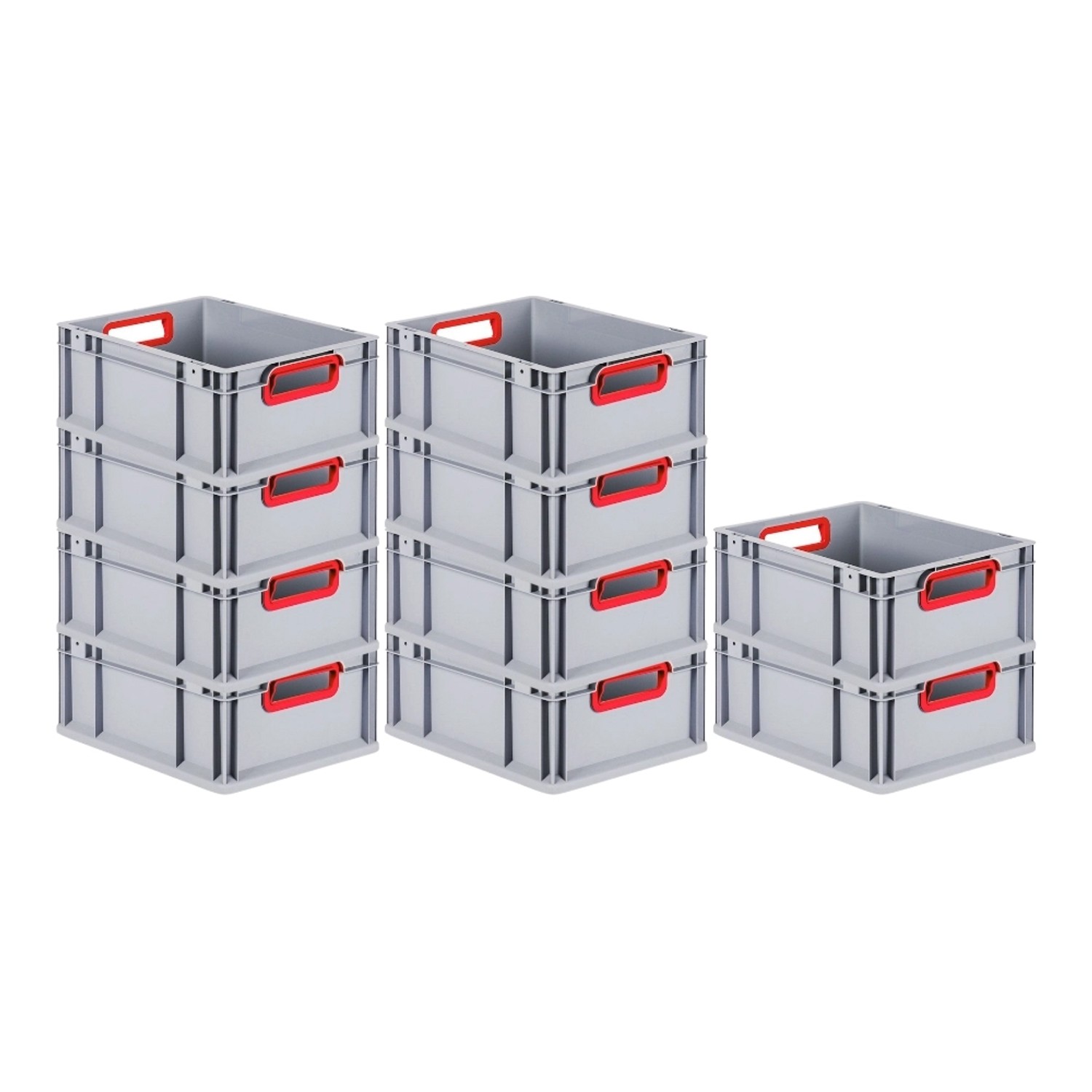 PROREGAL Spar Set 10x Eurobox Nextgen Color HxBxT 17 x 30 x 40 cm 16 Liter  Griffe Rot Offen Glatter Boden Eurobehälter Transportbox von PROREGAL
