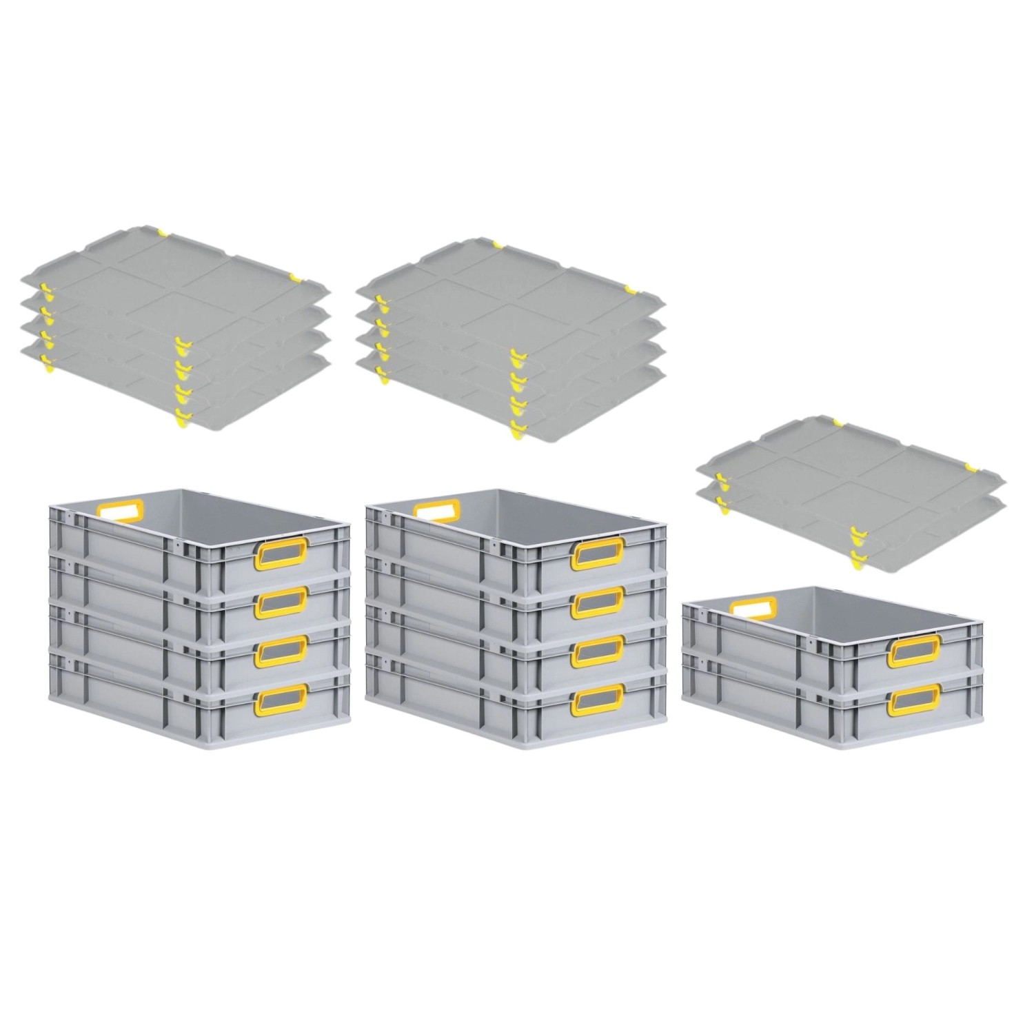 PROREGAL Spar Set 10x Eurobox Nextgen Color Mit Auflagedeckel & Schiebeschnappverschlüsse HxBxT 12 x 40 x 60 cm Griffe Gelb Offen Glatter Boden PROREGAL Spar Set 10x Eurobox Nextgen Color Mit Auflagedeckel & Schiebeschnappverschlüsse HxBxT 12 x 40 x 60 cm Griffe Gelb Offen Glatter Boden von PROREGAL