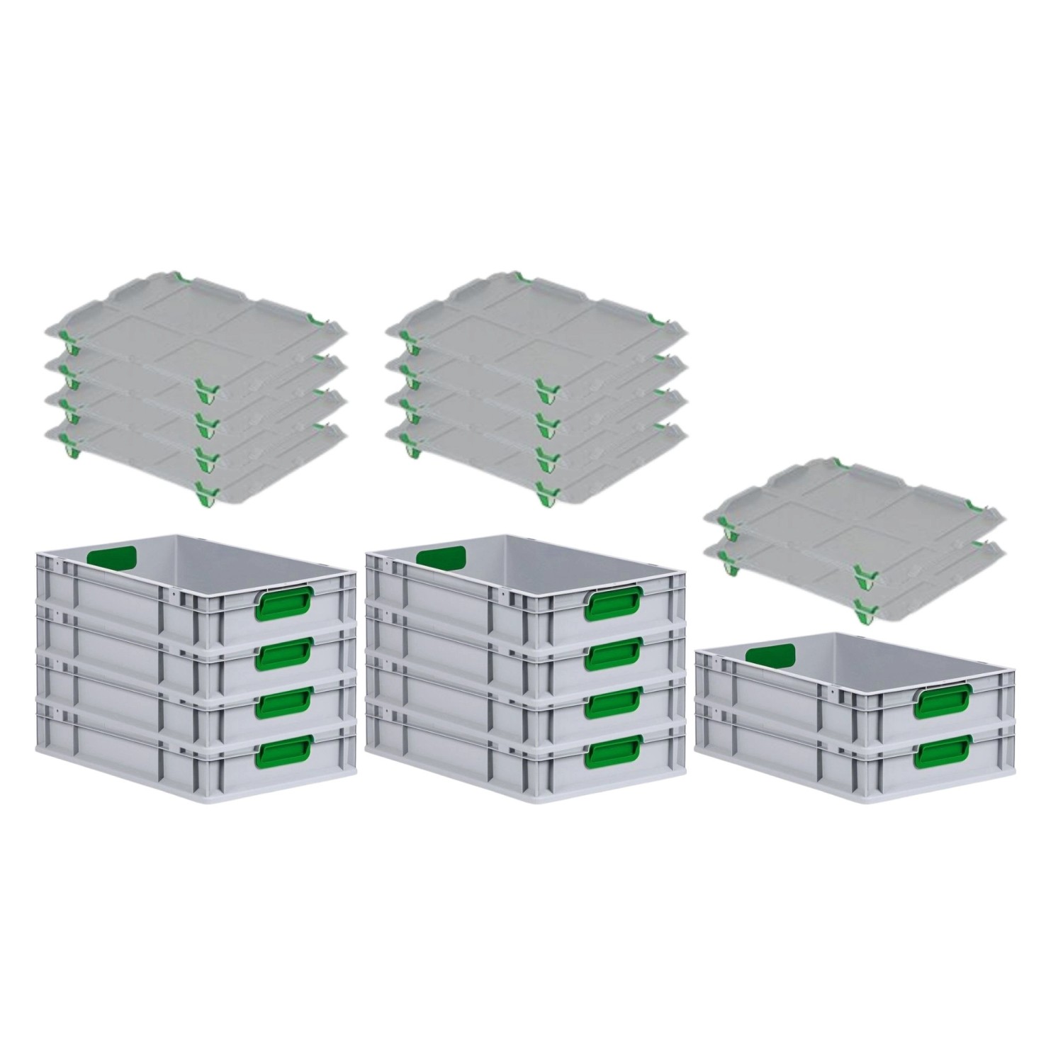PROREGAL Spar Set 10x Eurobox Nextgen Color Mit Auflagedeckel & Schiebeschnappverschlüsse HxBxT 12 x 40 x 60 cm Griffe Grün Geschlossen Glatter Boden PROREGAL Spar Set 10x Eurobox Nextgen Color Mit Auflagedeckel & Schiebeschnappverschlüsse HxBxT 12 x 40 x 60 cm Griffe Grün Geschlossen Glatter Boden von PROREGAL