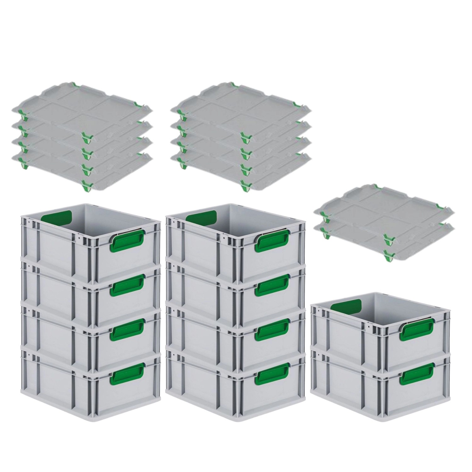PROREGAL Spar Set 10x Eurobox Nextgen Color Mit Auflagedeckel & Schiebeschnappverschlüsse HxBxT 17 x 30 x 40 cm Griffe Grün Geschlossen Glatter Boden PROREGAL Spar Set 10x Eurobox Nextgen Color Mit Auflagedeckel & Schiebeschnappverschlüsse HxBxT 17 x 30 x 40 cm Griffe Grün Geschlossen Glatter Boden von PROREGAL