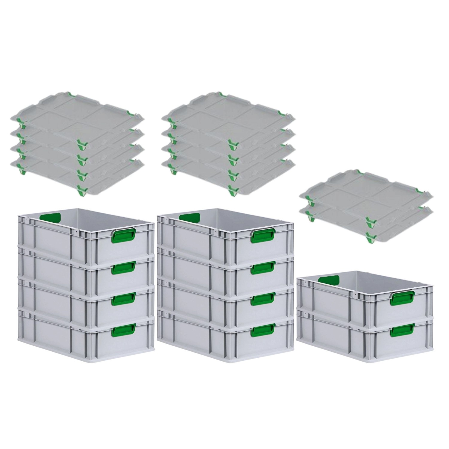 PROREGAL Spar Set 10x Eurobox Nextgen Color Mit Auflagedeckel & Schiebeschnappverschlüsse HxBxT 17 x 40 x 60 cm Griffe Grün Geschlossen Glatter Boden PROREGAL Spar Set 10x Eurobox Nextgen Color Mit Auflagedeckel & Schiebeschnappverschlüsse HxBxT 17 x 40 x 60 cm Griffe Grün Geschlossen Glatter Boden von PROREGAL