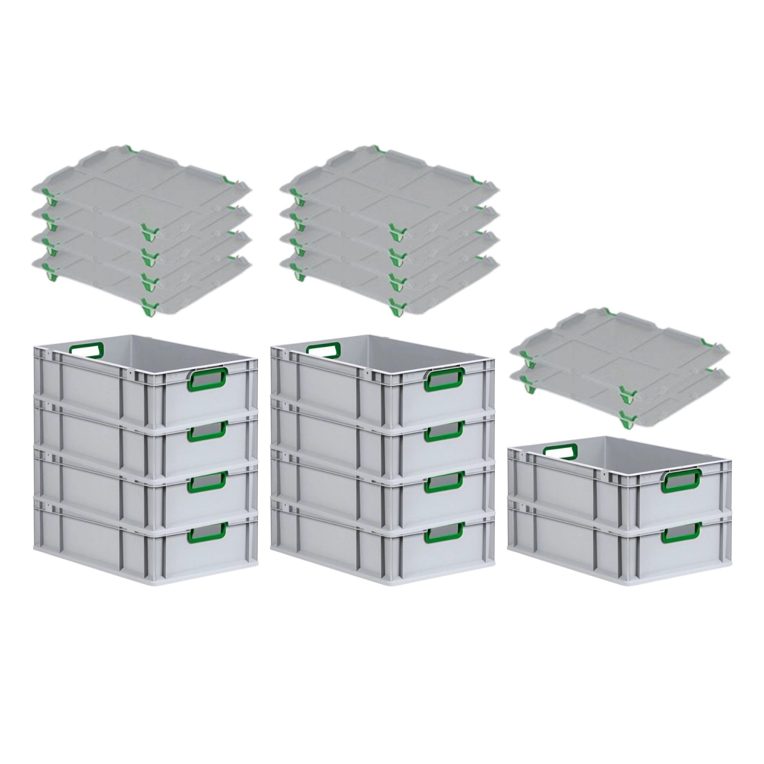 PROREGAL Spar Set 10x Eurobox Nextgen Color Mit Auflagedeckel & Schiebeschnappverschlüsse HxBxT 17 x 40 x 60 cm Griffe Grün Offen Glatter Boden PROREGAL Spar Set 10x Eurobox Nextgen Color Mit Auflagedeckel & Schiebeschnappverschlüsse HxBxT 17 x 40 x 60 cm Griffe Grün Offen Glatter Boden von PROREGAL