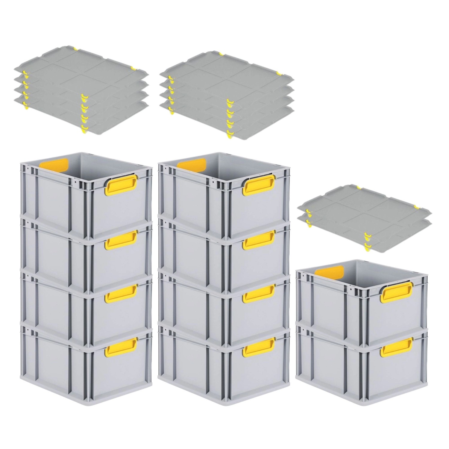 PROREGAL Spar Set 10x Eurobox Nextgen Color Mit Auflagedeckel & Schiebeschnappverschlüsse HxBxT 22 x 30 x 40 cm Griffe Gelb Geschlossen Glatter Boden PROREGAL Spar Set 10x Eurobox Nextgen Color Mit Auflagedeckel & Schiebeschnappverschlüsse HxBxT 22 x 30 x 40 cm Griffe Gelb Geschlossen Glatter Boden von PROREGAL