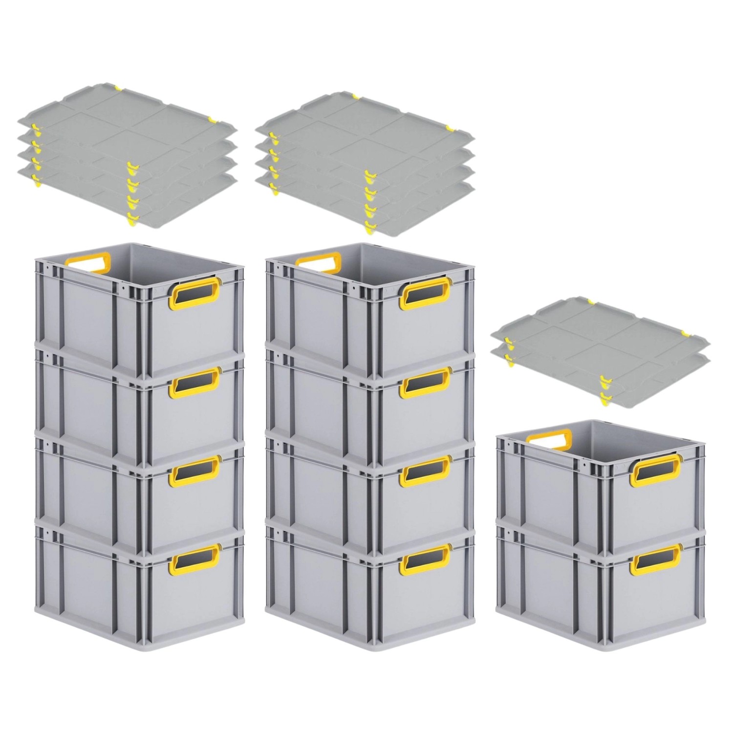 PROREGAL Spar Set 10x Eurobox Nextgen Color Mit Auflagedeckel & Schiebeschnappverschlüsse HxBxT 22 x 30 x 40 cm Griffe Gelb Offen Glatter Boden PROREGAL Spar Set 10x Eurobox Nextgen Color Mit Auflagedeckel & Schiebeschnappverschlüsse HxBxT 22 x 30 x 40 cm Griffe Gelb Offen Glatter Boden von PROREGAL