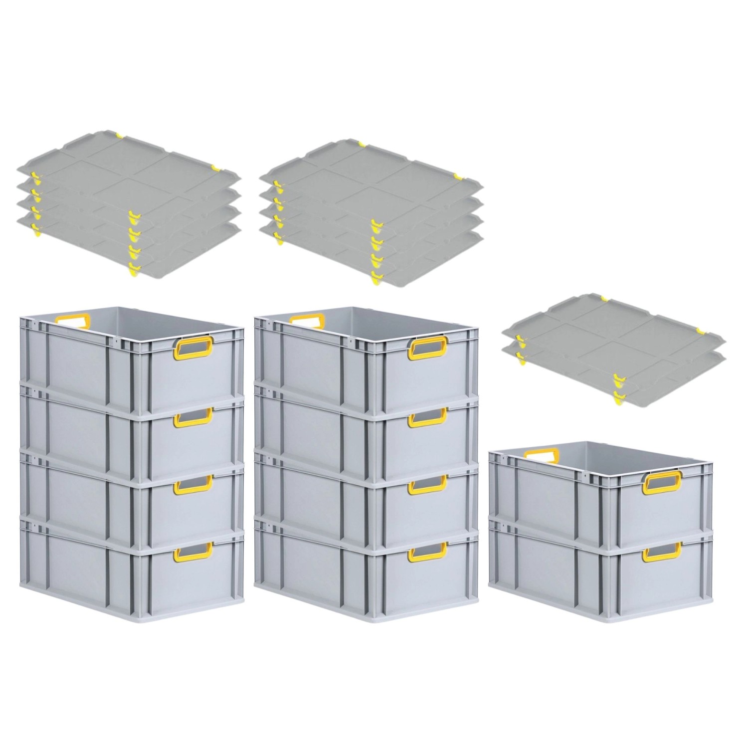 PROREGAL Spar Set 10x Eurobox Nextgen Color Mit Auflagedeckel & Schiebeschnappverschlüsse HxBxT 22 x 40 x 60 cm Griffe Gelb Offen Verstärkter Boden PROREGAL Spar Set 10x Eurobox Nextgen Color Mit Auflagedeckel & Schiebeschnappverschlüsse HxBxT 22 x 40 x 60 cm Griffe Gelb Offen Verstärkter Boden von PROREGAL
