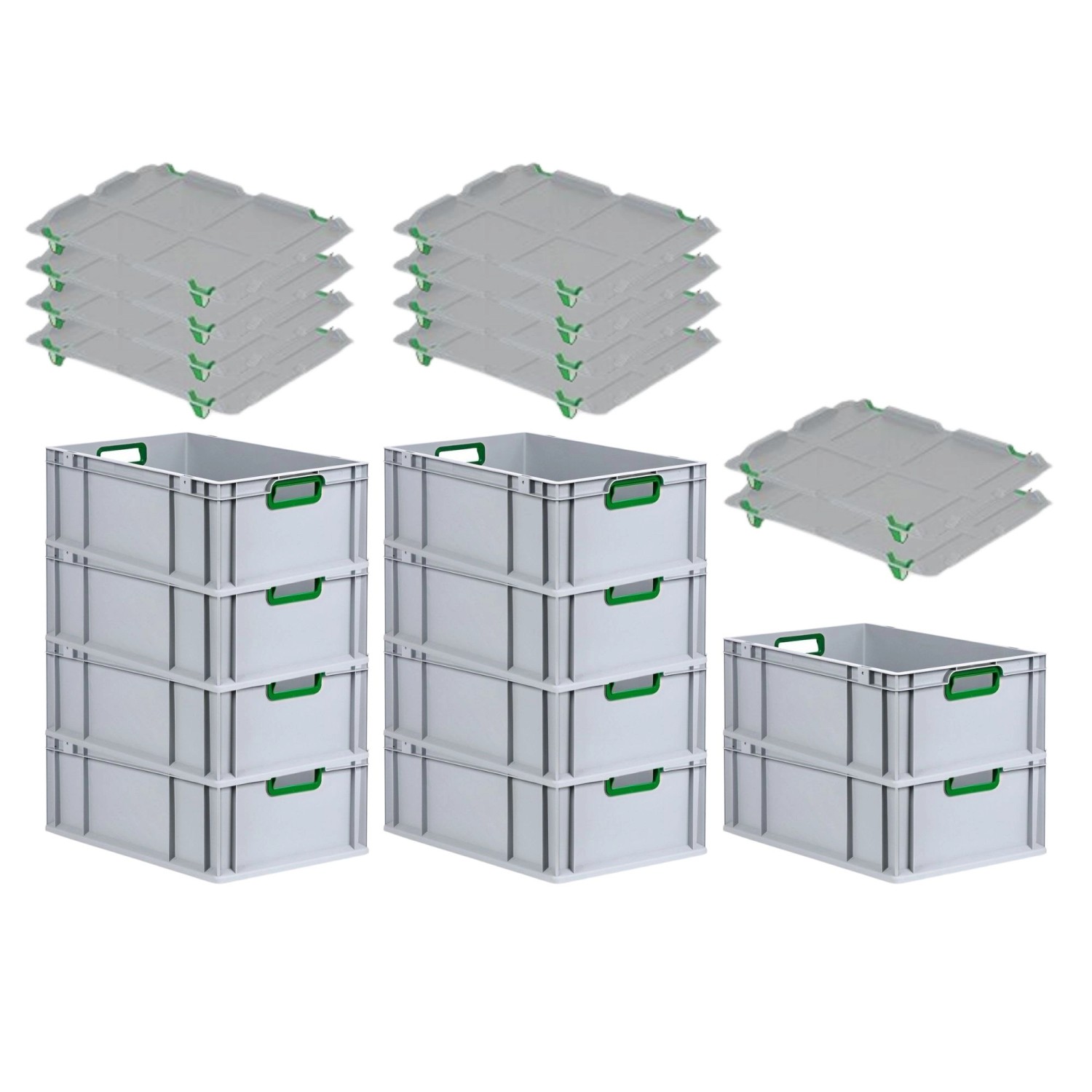 PROREGAL Spar Set 10x Eurobox Nextgen Color Mit Auflagedeckel & Schiebeschnappverschlüsse HxBxT 22 x 40 x 60 cm Griffe Grün Offen Verstärkter Boden PROREGAL Spar Set 10x Eurobox Nextgen Color Mit Auflagedeckel & Schiebeschnappverschlüsse HxBxT 22 x 40 x 60 cm Griffe Grün Offen Verstärkter Boden von PROREGAL