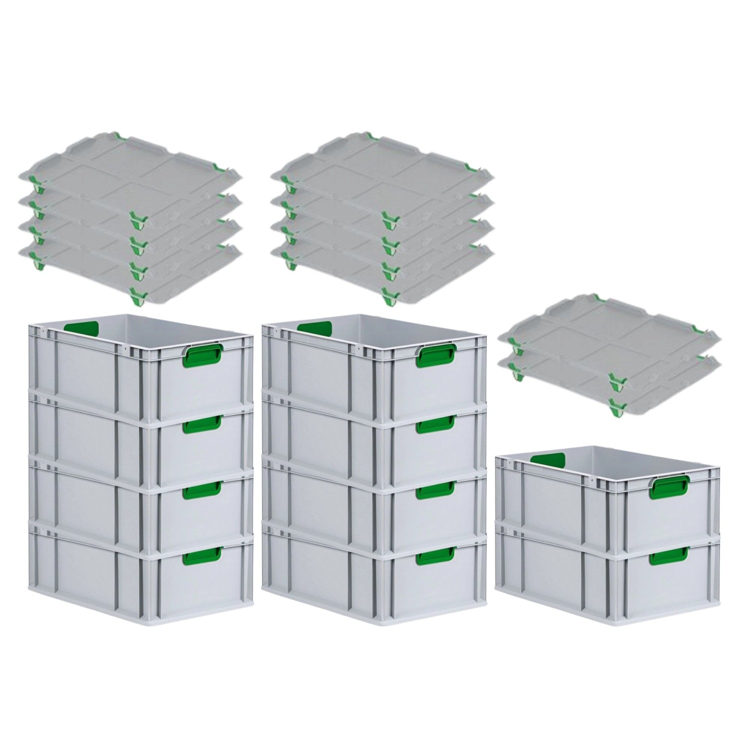 PROREGAL Spar Set 10x Eurobox Nextgen Color Mit Auflagedeckel & Schiebeschnappverschlüsse HxBxT 22 x 40 x 60 cm Griffe Grün Verstärkter Boden PROREGAL Spar Set 10x Eurobox Nextgen Color Mit Auflagedeckel & Schiebeschnappverschlüsse HxBxT 22 x 40 x 60 cm Griffe Grün Verstärkter Boden von PROREGAL