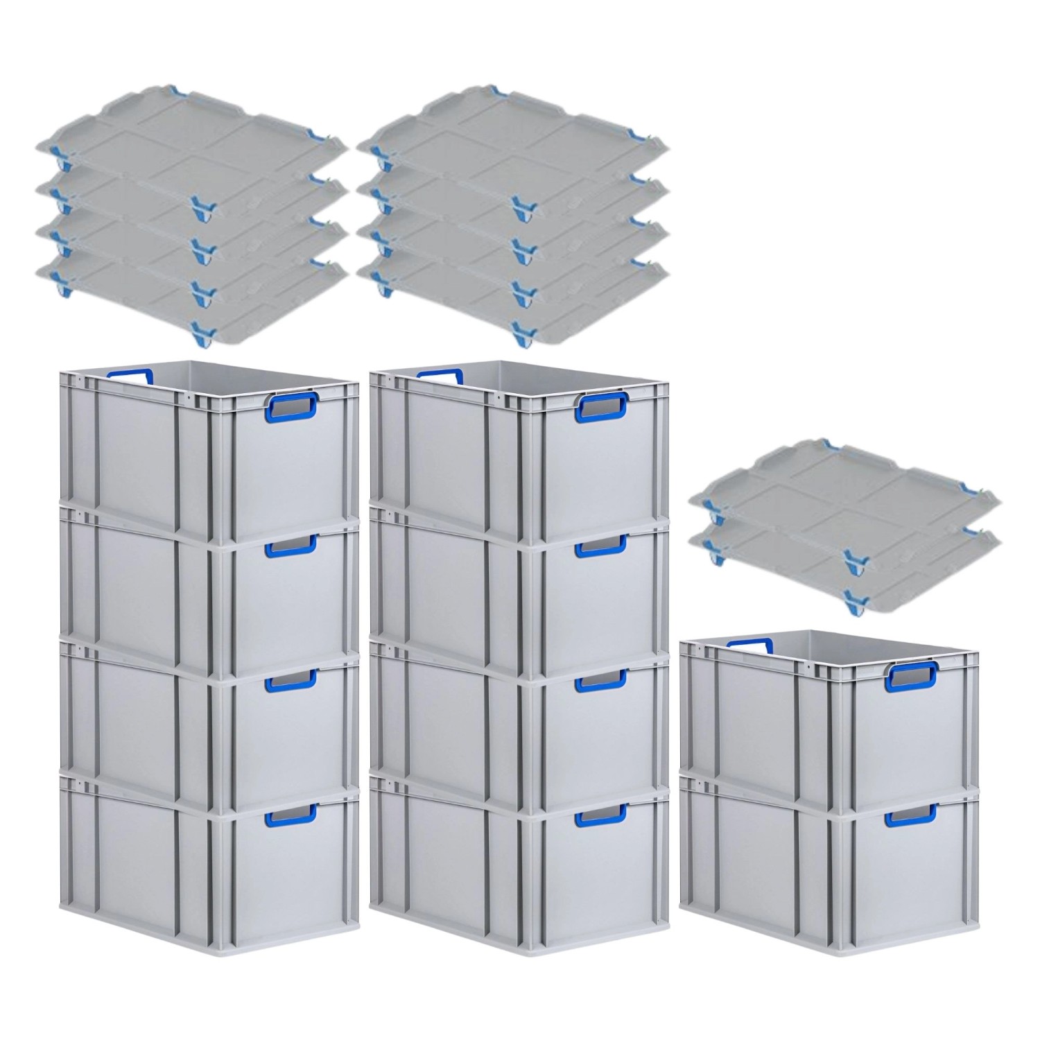 PROREGAL Spar Set 10x Eurobox Nextgen Color Mit Auflagedeckel & Schiebeschnappverschlüsse HxBxT 32 x 40 x 60 cm Griffe Blau Offen Verstärkter Boden PROREGAL Spar Set 10x Eurobox Nextgen Color Mit Auflagedeckel & Schiebeschnappverschlüsse HxBxT 32 x 40 x 60 cm Griffe Blau Offen Verstärkter Boden von PROREGAL