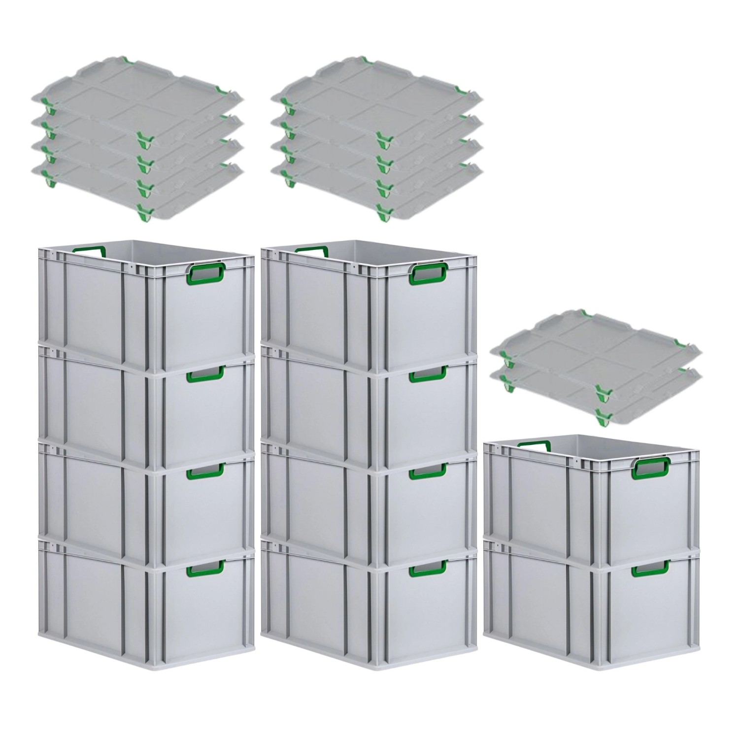 PROREGAL Spar Set 10x Eurobox Nextgen Color Mit Auflagedeckel & Schiebeschnappverschlüsse HxBxT 32 x 40 x 60 cm Griffe Grün Offen Verstärkter Boden PROREGAL Spar Set 10x Eurobox Nextgen Color Mit Auflagedeckel & Schiebeschnappverschlüsse HxBxT 32 x 40 x 60 cm Griffe Grün Offen Verstärkter Boden von PROREGAL