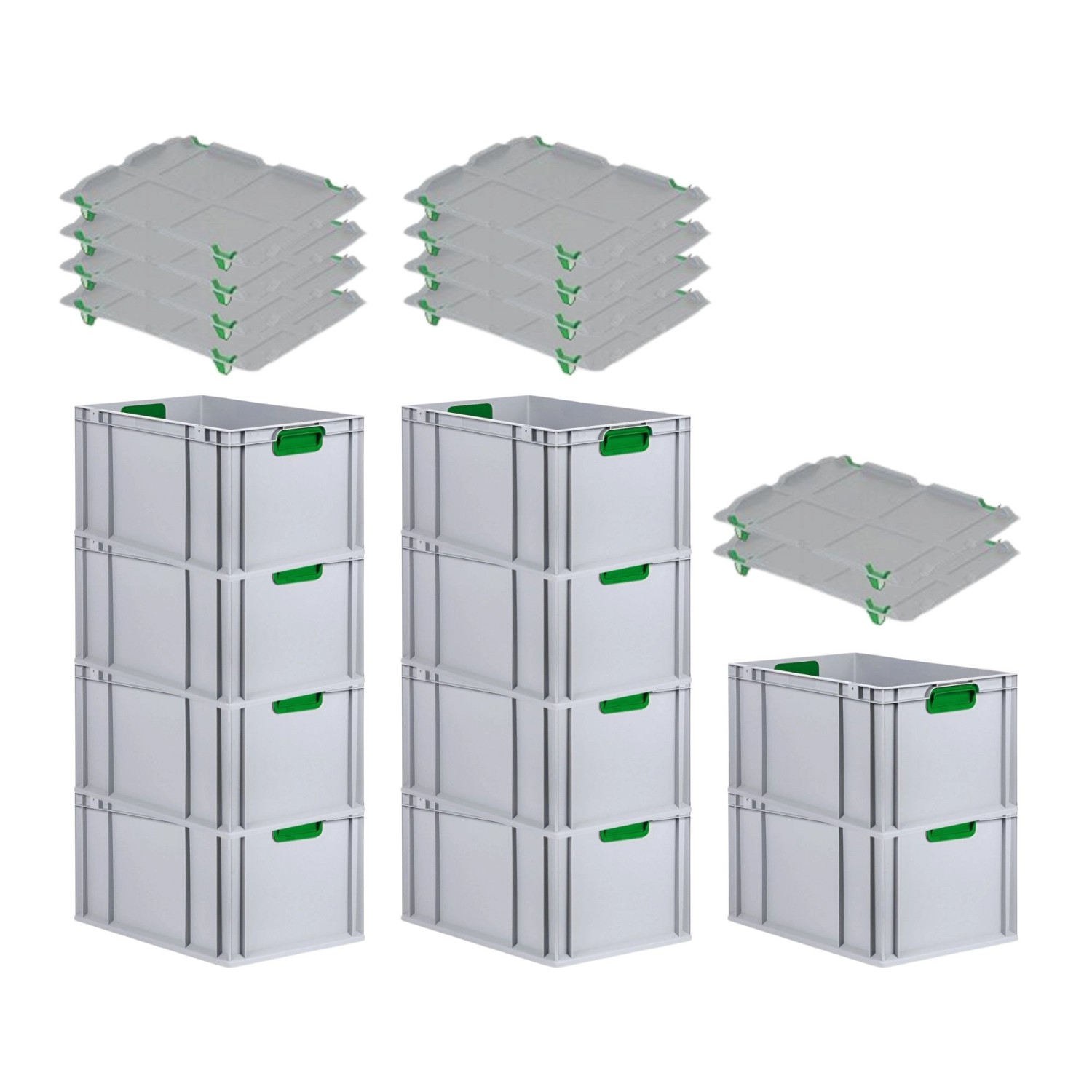 PROREGAL Spar Set 10x Eurobox Nextgen Color Mit Auflagedeckel & Schiebeschnappverschlüsse HxBxT 32 x 40 x 60 cm Griffe Grün Verstärkter Boden PROREGAL Spar Set 10x Eurobox Nextgen Color Mit Auflagedeckel & Schiebeschnappverschlüsse HxBxT 32 x 40 x 60 cm Griffe Grün Verstärkter Boden von PROREGAL