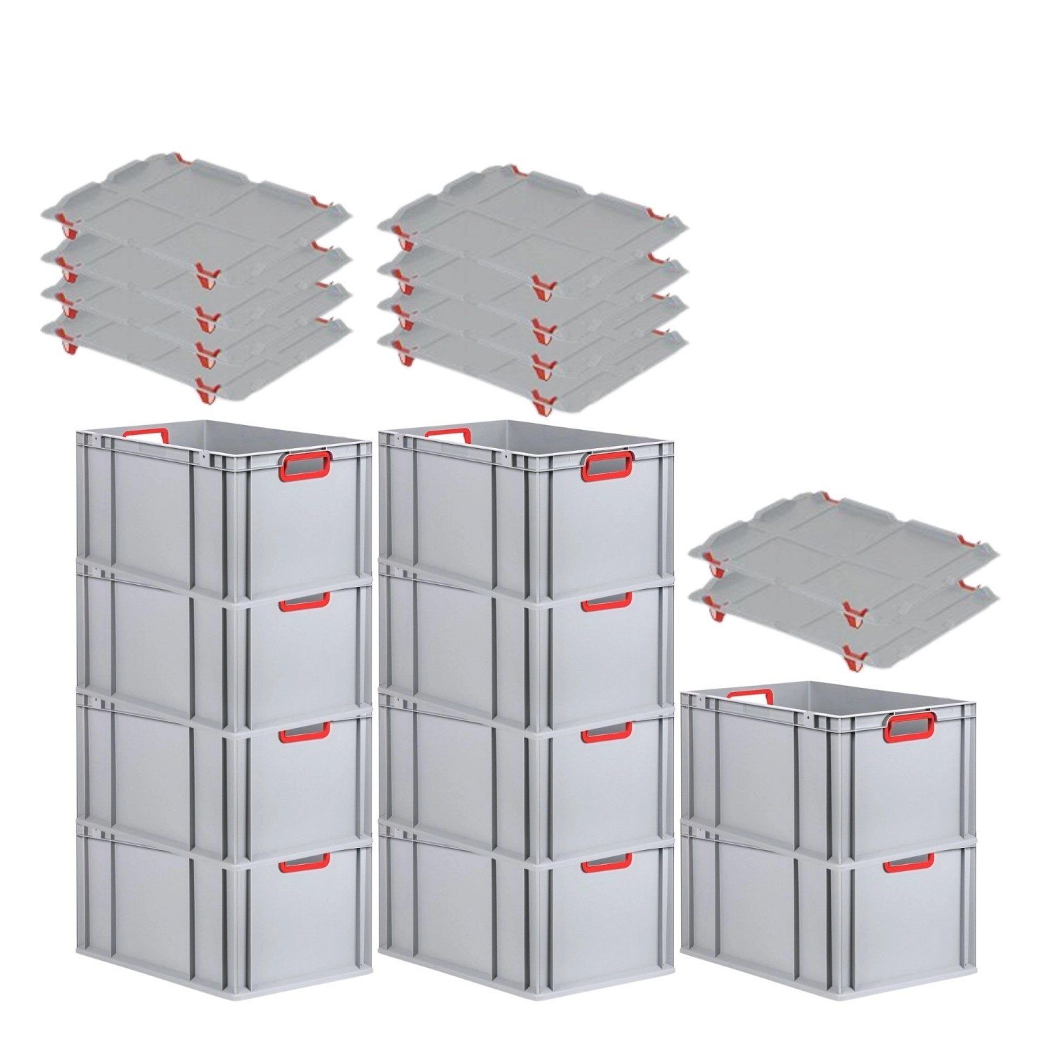 PROREGAL Spar Set 10x Eurobox Nextgen Color Mit Auflagedeckel & Schiebeschnappverschlüsse HxBxT 32 x 40 x 60 cm Griffe Rot Offen Verstärkter Boden PROREGAL Spar Set 10x Eurobox Nextgen Color Mit Auflagedeckel & Schiebeschnappverschlüsse HxBxT 32 x 40 x 60 cm Griffe Rot Offen Verstärkter Boden von PROREGAL
