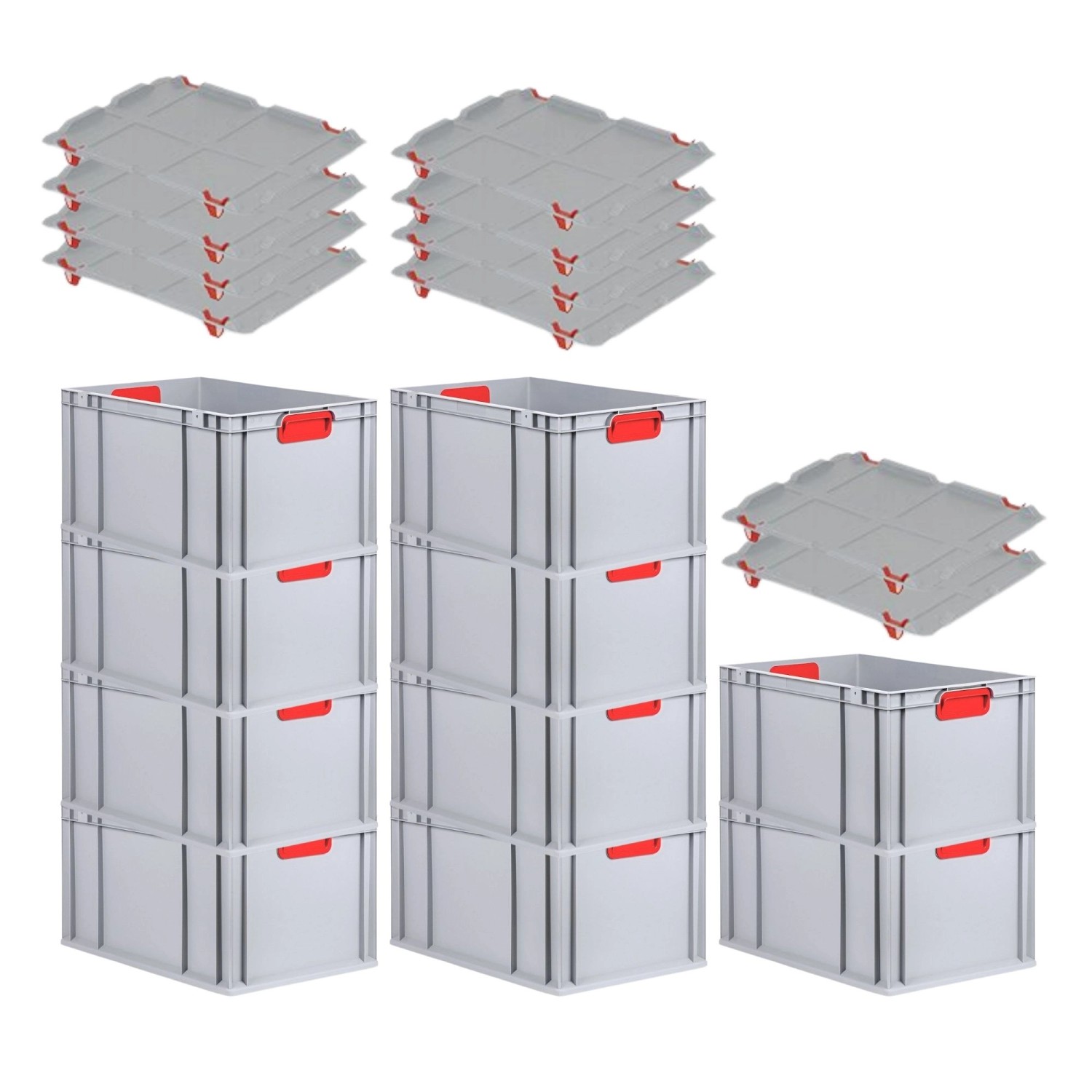 PROREGAL Spar Set 10x Eurobox Nextgen Color Mit Auflagedeckel & Schiebeschnappverschlüsse HxBxT 32 x 40 x 60 cm Griffe Rot Verstärkter Boden PROREGAL Spar Set 10x Eurobox Nextgen Color Mit Auflagedeckel & Schiebeschnappverschlüsse HxBxT 32 x 40 x 60 cm Griffe Rot Verstärkter Boden von PROREGAL