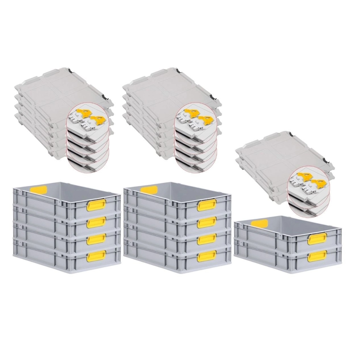 PROREGAL Spar Set 10x Eurobox Nextgen Color Mit Scharnierdeckel & Schiebeschnappverschlüsse HxBxT 12 x 40 x 60 cm Griffe Gelb Glatter Boden PROREGAL Spar Set 10x Eurobox Nextgen Color Mit Scharnierdeckel & Schiebeschnappverschlüsse HxBxT 12 x 40 x 60 cm Griffe Gelb Glatter Boden von PROREGAL