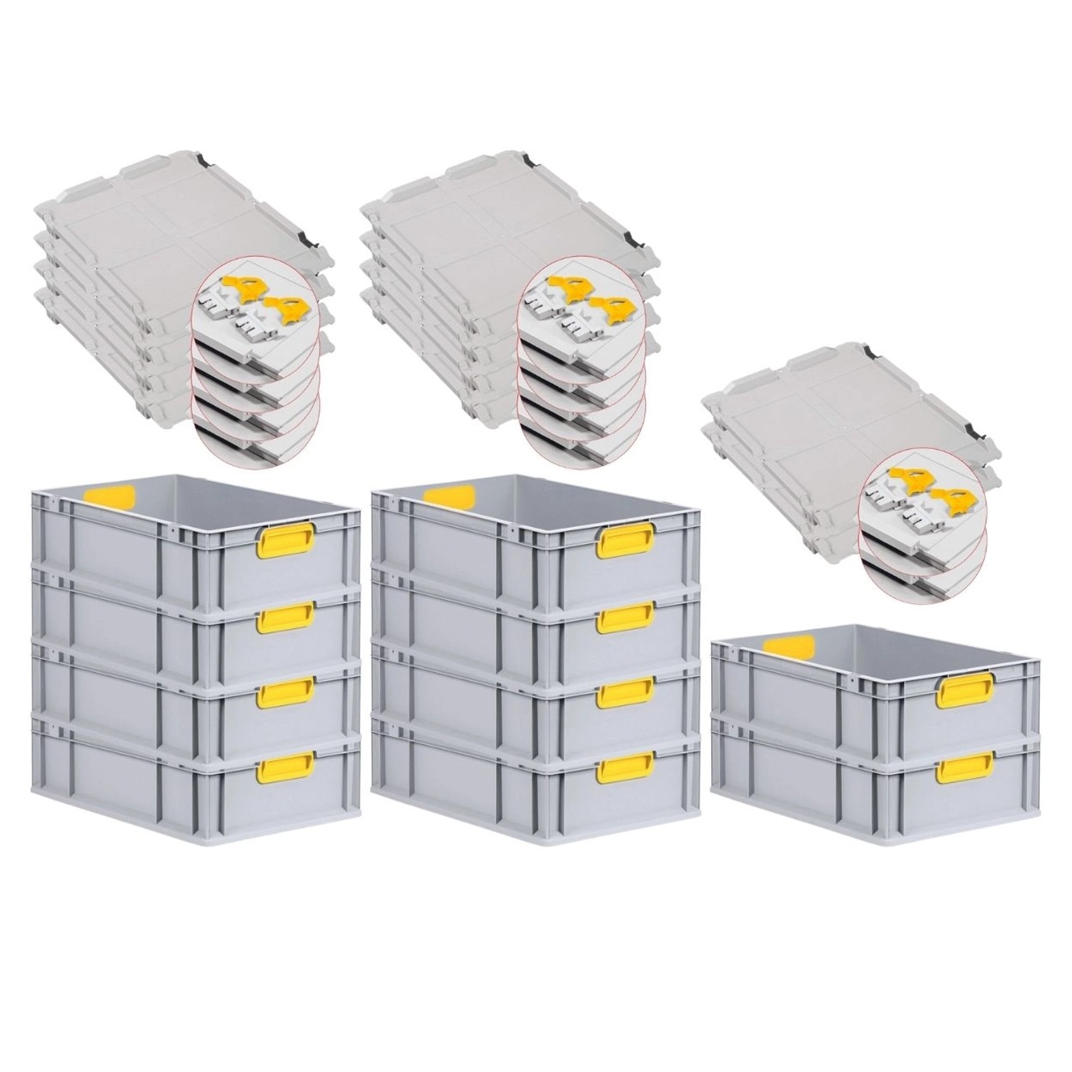 PROREGAL Spar Set 10x Eurobox Nextgen Color Mit Scharnierdeckel & Schiebeschnappverschlüsse HxBxT 17 x 40 x 60 cm Griffe Gelb Glatter Boden PROREGAL Spar Set 10x Eurobox Nextgen Color Mit Scharnierdeckel & Schiebeschnappverschlüsse HxBxT 17 x 40 x 60 cm Griffe Gelb Glatter Boden von PROREGAL