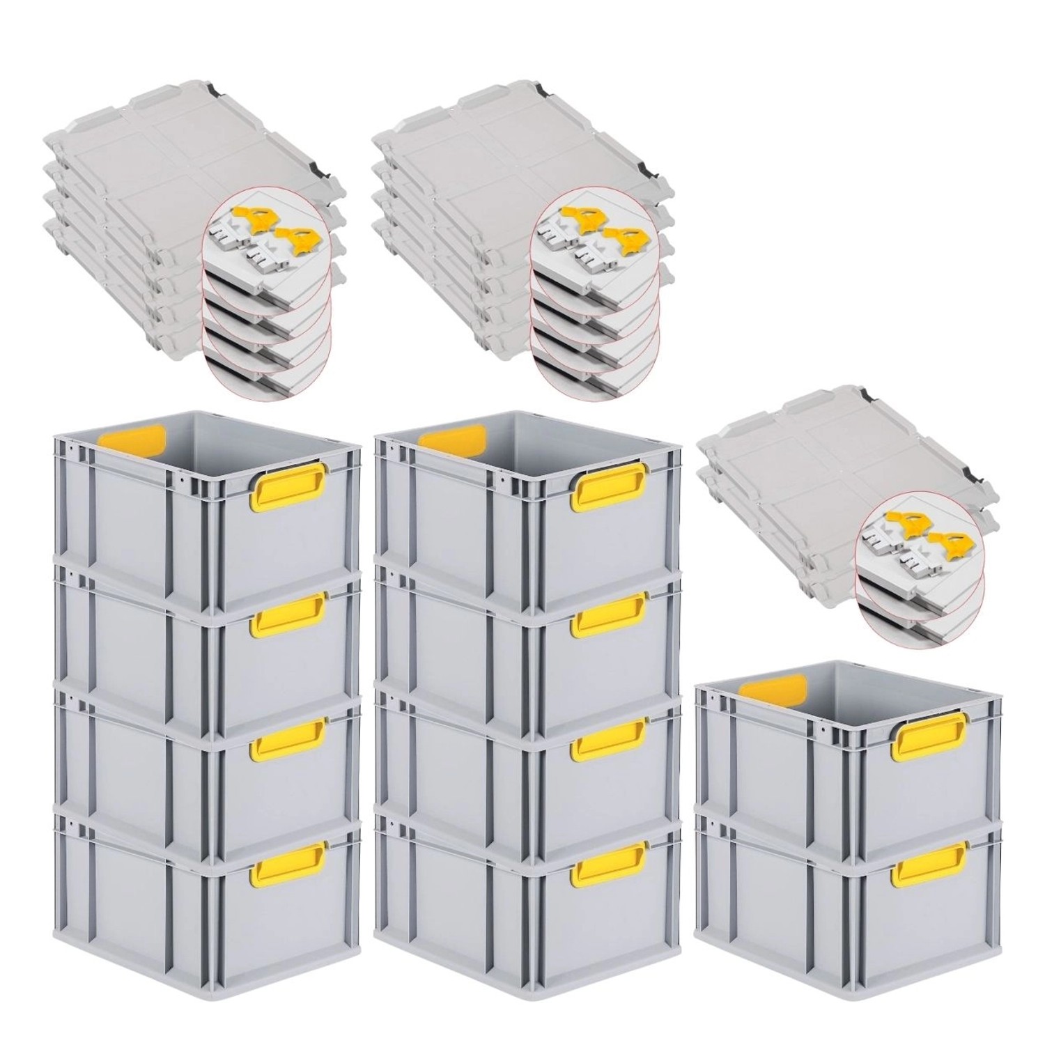 PROREGAL Spar Set 10x Eurobox Nextgen Color Mit Scharnierdeckel & Schiebeschnappverschlüsse HxBxT 22 x 30 x 40 cm Griffe Gelb Glatter Boden PROREGAL Spar Set 10x Eurobox Nextgen Color Mit Scharnierdeckel & Schiebeschnappverschlüsse HxBxT 22 x 30 x 40 cm Griffe Gelb Glatter Boden von PROREGAL