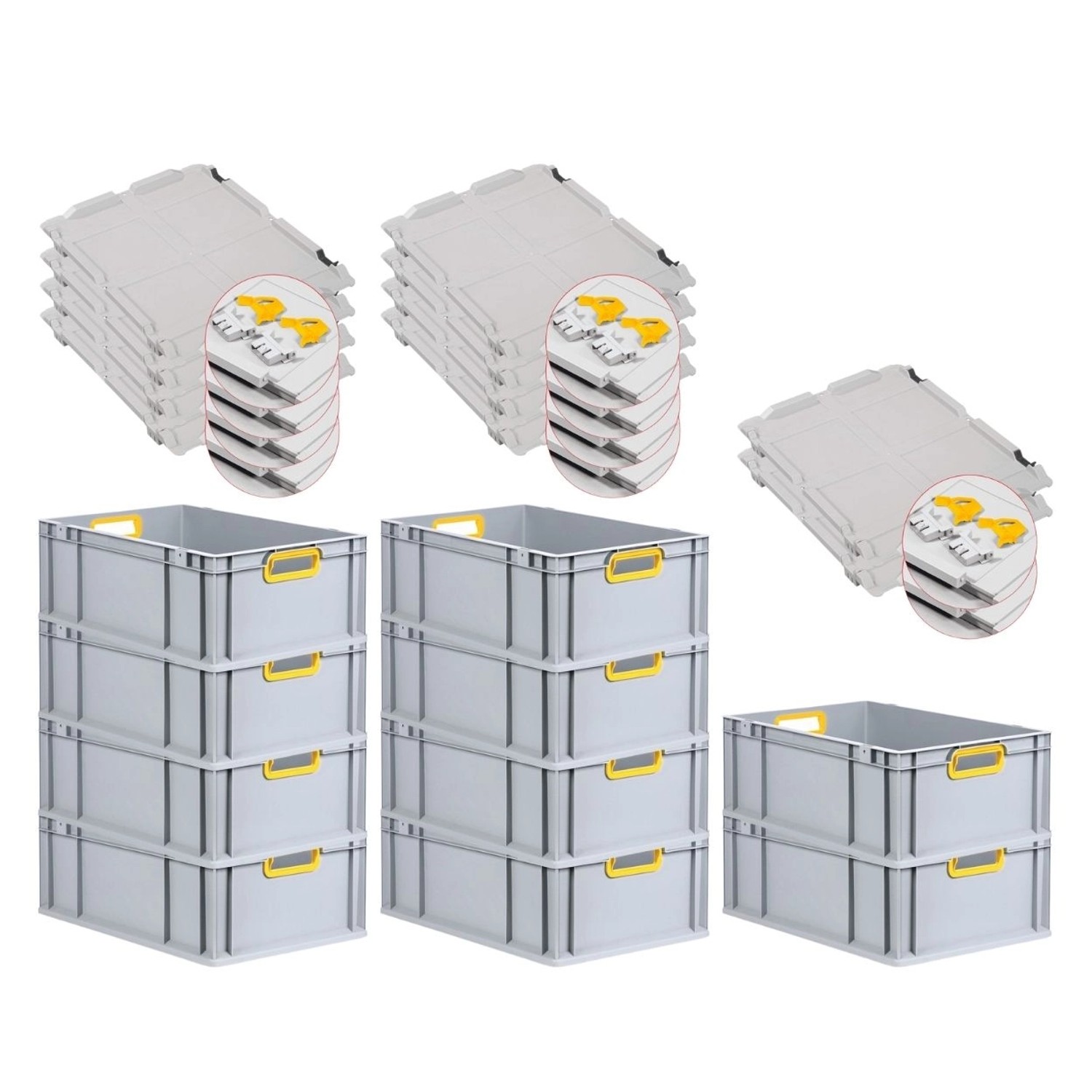 PROREGAL Spar Set 10x Eurobox Nextgen Color Mit Scharnierdeckel & Schiebeschnappverschlüsse HxBxT 22 x 40 x 60 cm Griffe Gelb Offen Verstärkter Boden PROREGAL Spar Set 10x Eurobox Nextgen Color Mit Scharnierdeckel & Schiebeschnappverschlüsse HxBxT 22 x 40 x 60 cm Griffe Gelb Offen Verstärkter Boden von PROREGAL