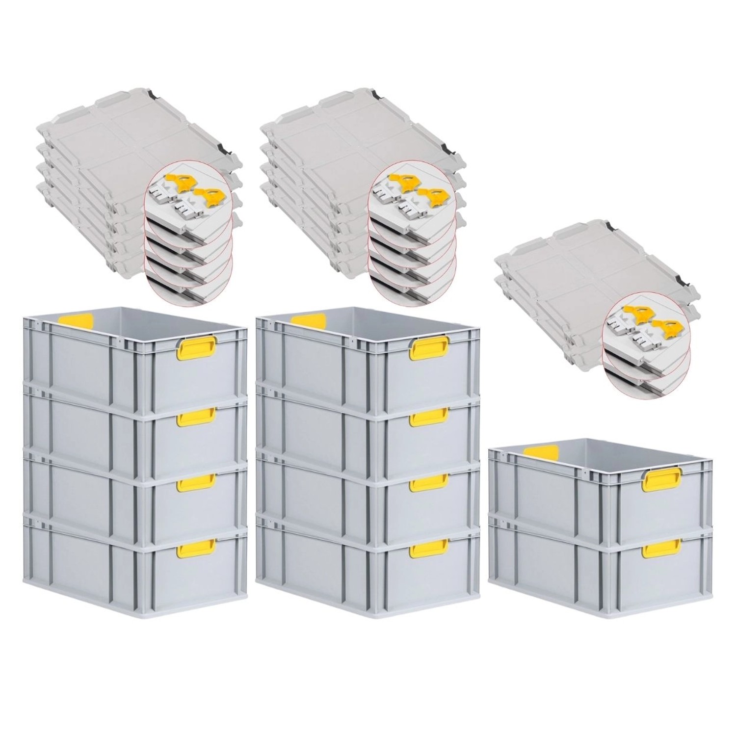 PROREGAL Spar Set 10x Eurobox Nextgen Color Mit Scharnierdeckel & Schiebeschnappverschlüsse HxBxT 22 x 40 x 60 cm Griffe Gelb Verstärkter Boden PROREGAL Spar Set 10x Eurobox Nextgen Color Mit Scharnierdeckel & Schiebeschnappverschlüsse HxBxT 22 x 40 x 60 cm Griffe Gelb Verstärkter Boden von PROREGAL