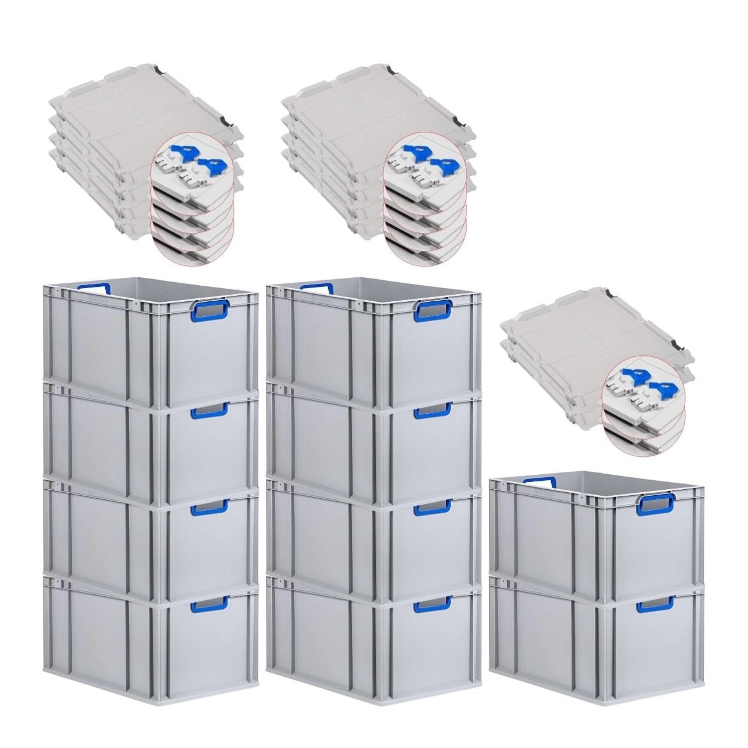 PROREGAL Spar Set 10x Eurobox Nextgen Color Mit Scharnierdeckel & Schiebeschnappverschlüsse HxBxT 32 x 40 x 60 cm Griffe Blau Offen Verstärkter Boden PROREGAL Spar Set 10x Eurobox Nextgen Color Mit Scharnierdeckel & Schiebeschnappverschlüsse HxBxT 32 x 40 x 60 cm Griffe Blau Offen Verstärkter Boden von PROREGAL
