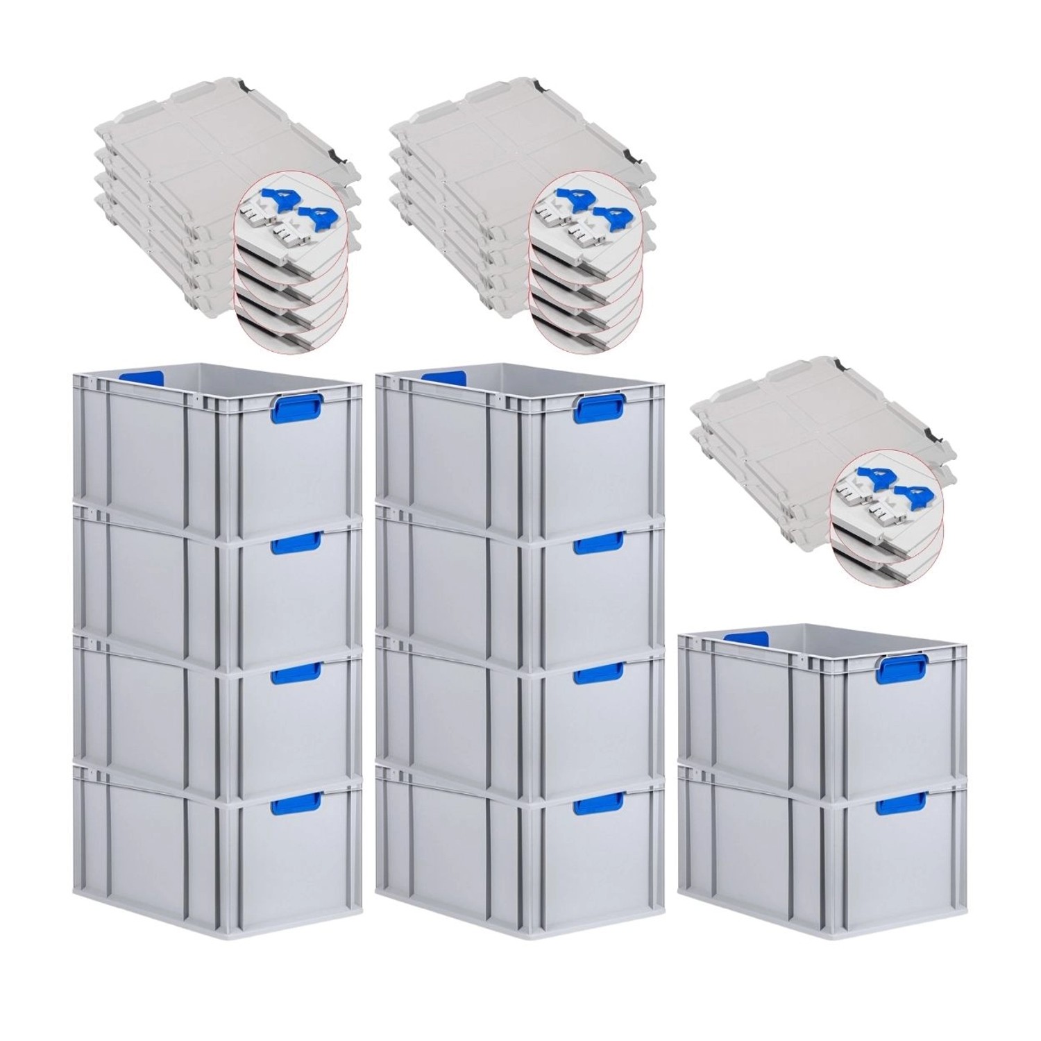PROREGAL Spar Set 10x Eurobox Nextgen Color Mit Scharnierdeckel & Schiebeschnappverschlüsse HxBxT 32 x 40 x 60 cm Griffe Blau Verstärkter Boden PROREGAL Spar Set 10x Eurobox Nextgen Color Mit Scharnierdeckel & Schiebeschnappverschlüsse HxBxT 32 x 40 x 60 cm Griffe Blau Verstärkter Boden von PROREGAL