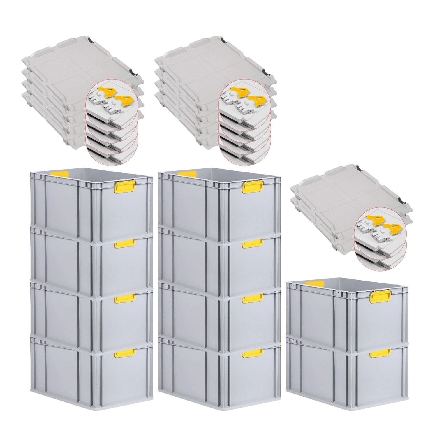 PROREGAL Spar Set 10x Eurobox Nextgen Color Mit Scharnierdeckel & Schiebeschnappverschlüsse HxBxT 32 x 40 x 60 cm Griffe Gelb Verstärkter Boden PROREGAL Spar Set 10x Eurobox Nextgen Color Mit Scharnierdeckel & Schiebeschnappverschlüsse HxBxT 32 x 40 x 60 cm Griffe Gelb Verstärkter Boden von PROREGAL