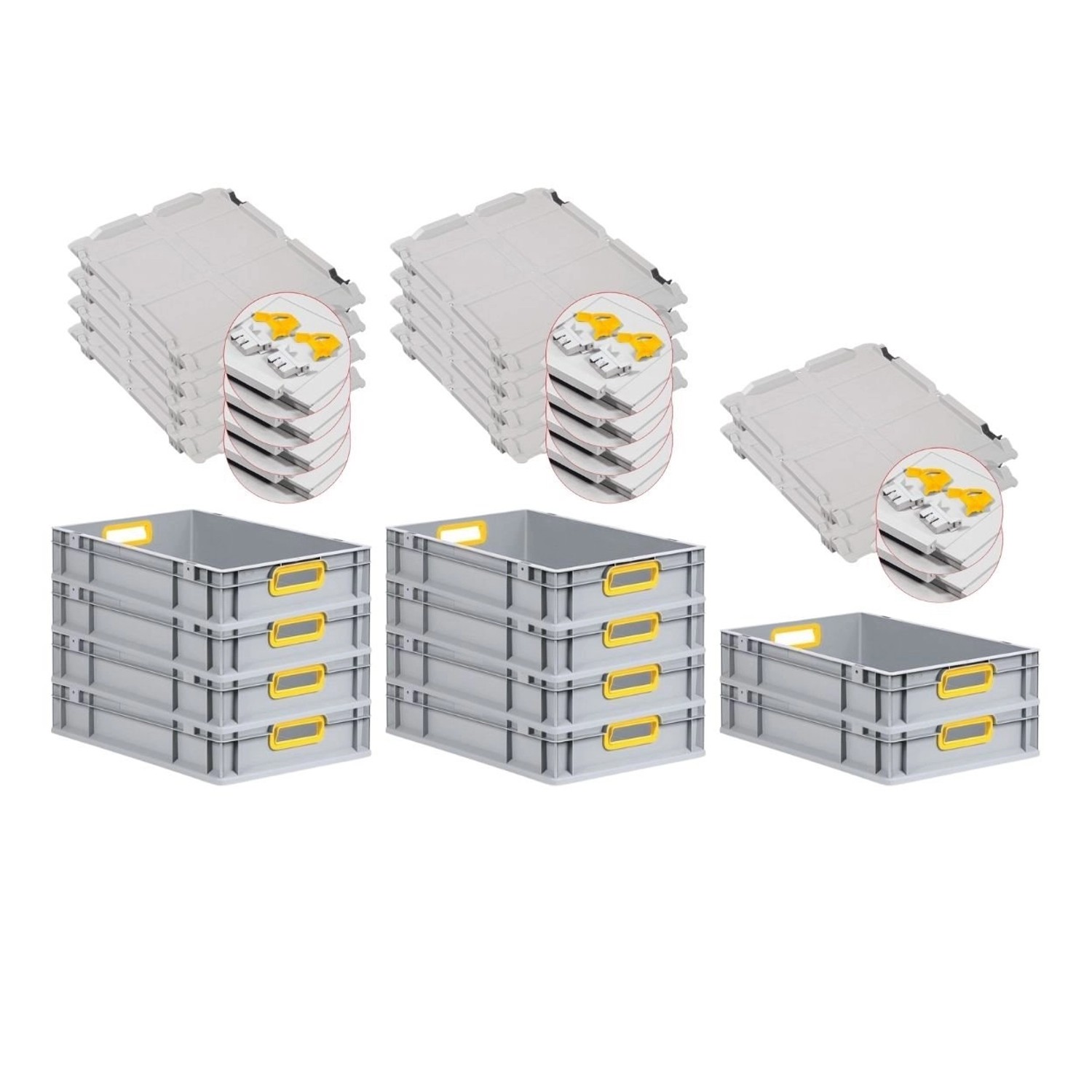 PROREGAL Spar Set 10x Eurobox Nextgen Color Mit Scharnierdeckel & Schiebeschnappverschlüssen HxBxT 12 x 40 x 60 cm Griffe Gelb Offen Glatter Boden PROREGAL Spar Set 10x Eurobox Nextgen Color Mit Scharnierdeckel & Schiebeschnappverschlüssen HxBxT 12 x 40 x 60 cm Griffe Gelb Offen Glatter Boden von PROREGAL