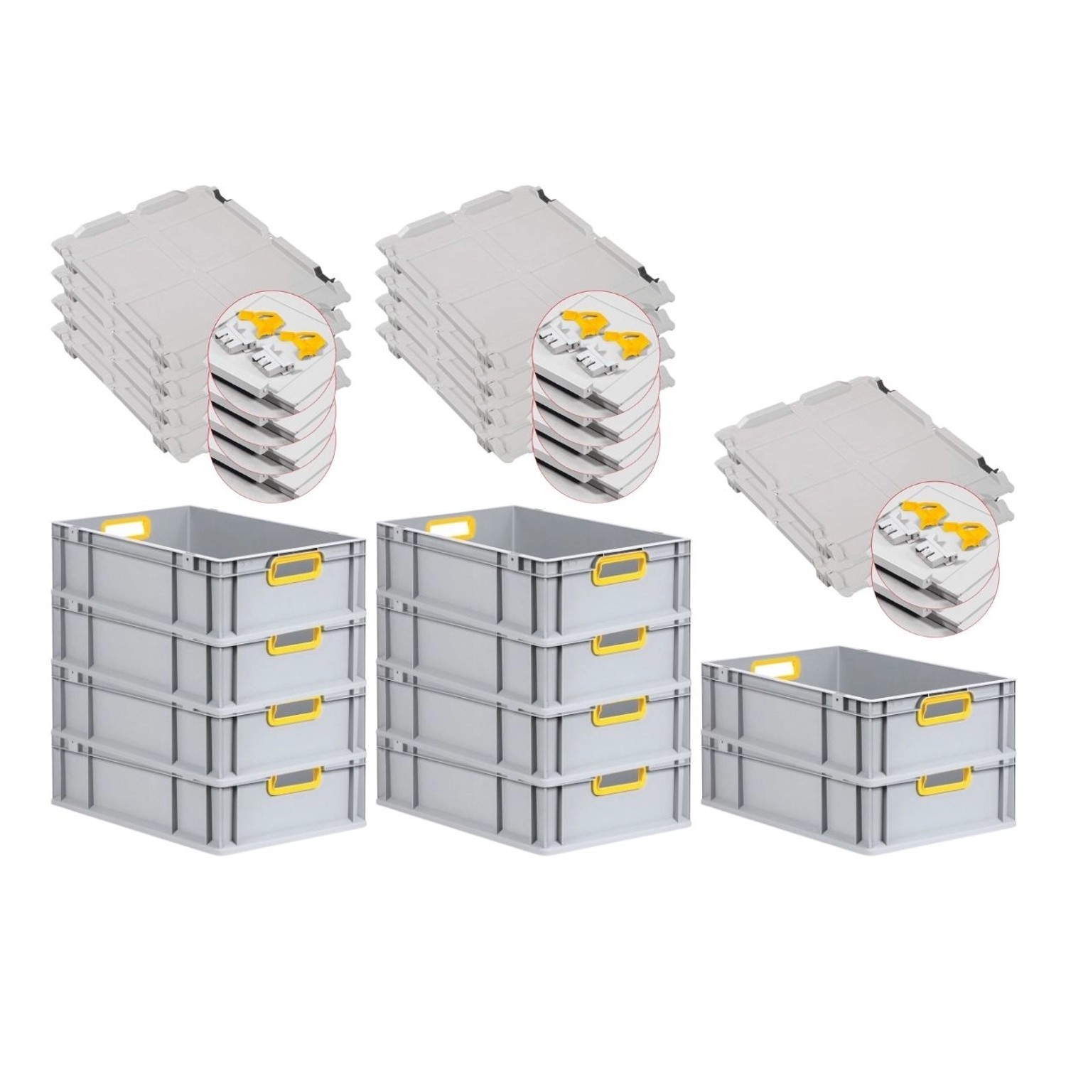PROREGAL Spar Set 10x Eurobox Nextgen Color Mit Scharnierdeckel & Schiebeschnappverschlüssen HxBxT 17 x 40 x 60 cm Griffe Gelb Offen Glatter Boden PROREGAL Spar Set 10x Eurobox Nextgen Color Mit Scharnierdeckel & Schiebeschnappverschlüssen HxBxT 17 x 40 x 60 cm Griffe Gelb Offen Glatter Boden von PROREGAL