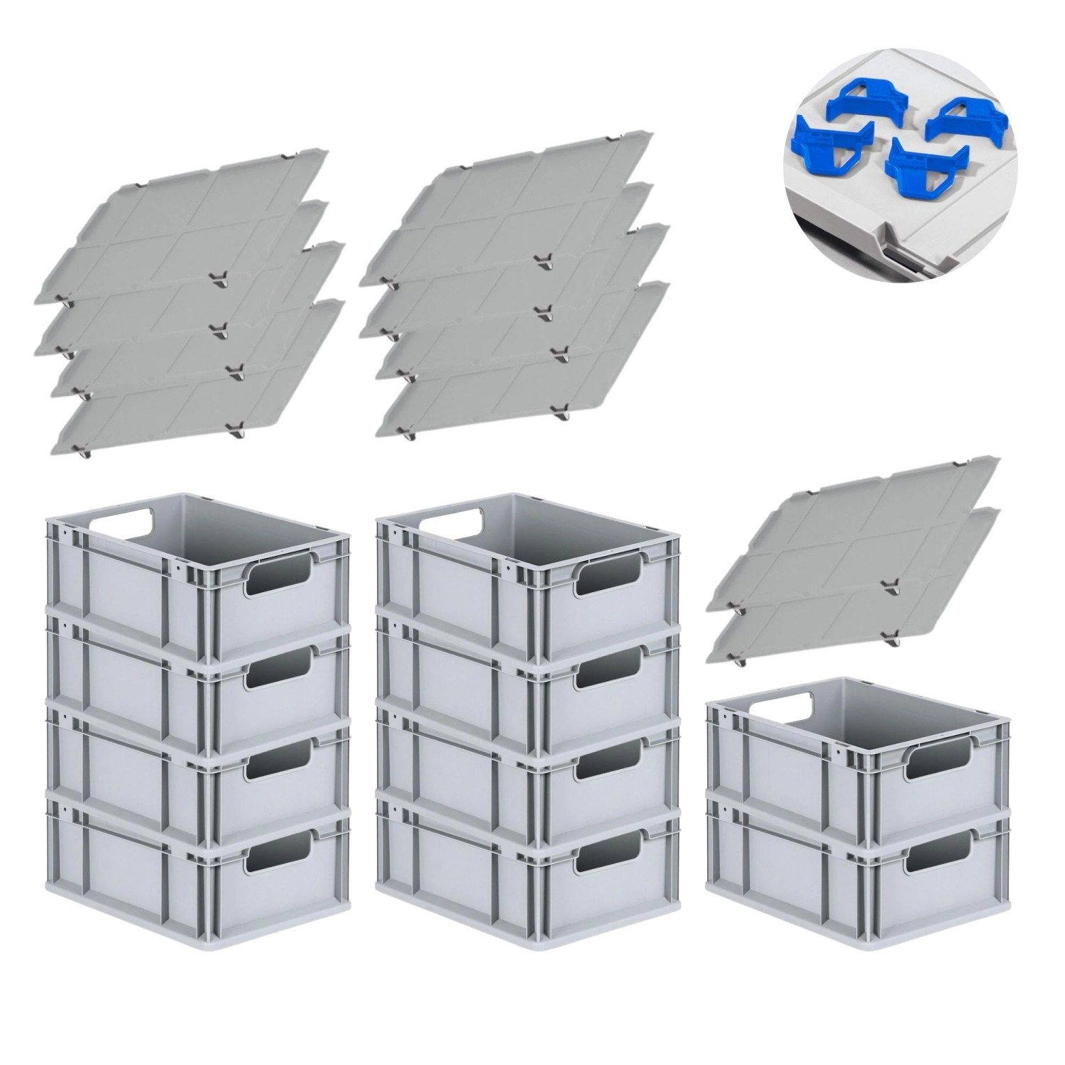 PROREGAL Spar Set 10x Eurobox Nextgen Economy Mit Auflagedeckel & 4x Schiebeschnappverschlüsse Blau Griffe Offen HxBxT 17 x 30 x 40 cm 16 Liter PROREGAL Spar Set 10x Eurobox Nextgen Economy Mit Auflagedeckel & 4x Schiebeschnappverschlüsse Blau Griffe Offen HxBxT 17 x 30 x 40 cm 16 Liter von PROREGAL