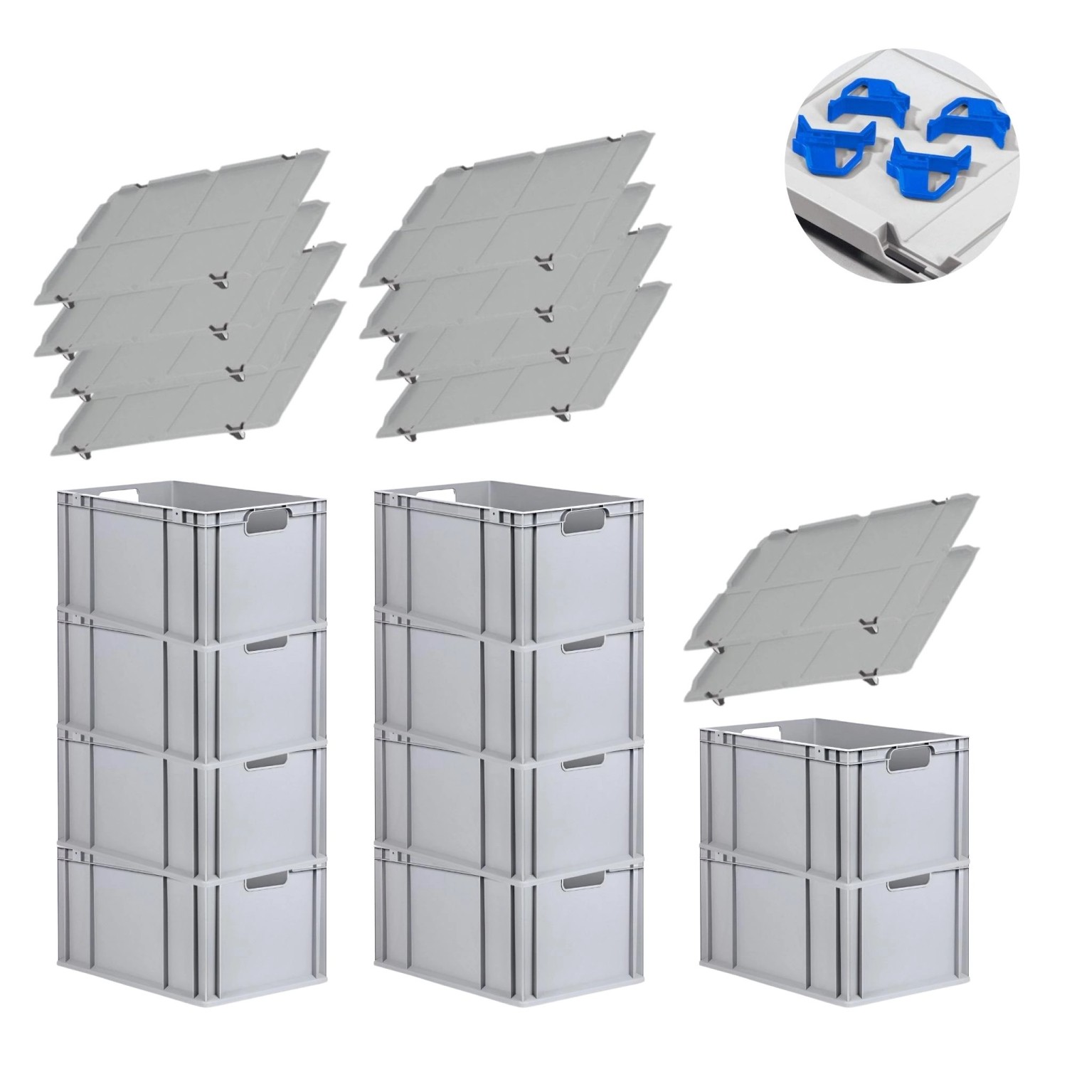 PROREGAL Spar Set 10x Eurobox Nextgen Economy Mit Auflagedeckel & 4x Schiebeschnappverschlüsse Blau Griffe Offen HxBxT 32 x 40 x 60 cm 65 Liter PROREGAL Spar Set 10x Eurobox Nextgen Economy Mit Auflagedeckel & 4x Schiebeschnappverschlüsse Blau Griffe Offen HxBxT 32 x 40 x 60 cm 65 Liter von PROREGAL