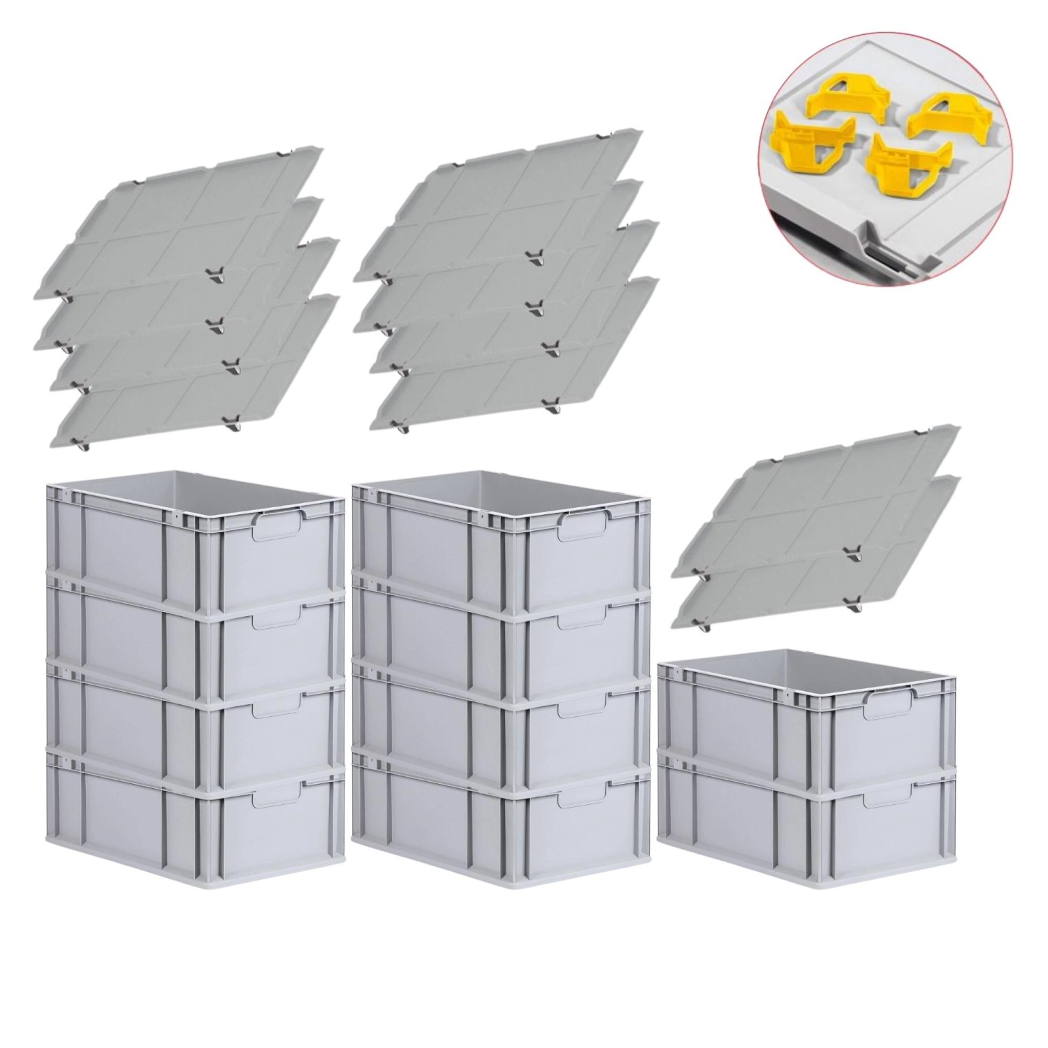 PROREGAL Spar Set 10x Eurobox Nextgen Economy Mit Auflagedeckel & 4x Schiebeschnappverschlüsse Gelb Griffe Geschlossen HxBxT 22 x 40 x 60 cm 44 Liter PROREGAL Spar Set 10x Eurobox Nextgen Economy Mit Auflagedeckel & 4x Schiebeschnappverschlüsse Gelb Griffe Geschlossen HxBxT 22 x 40 x 60 cm 44 Liter von PROREGAL