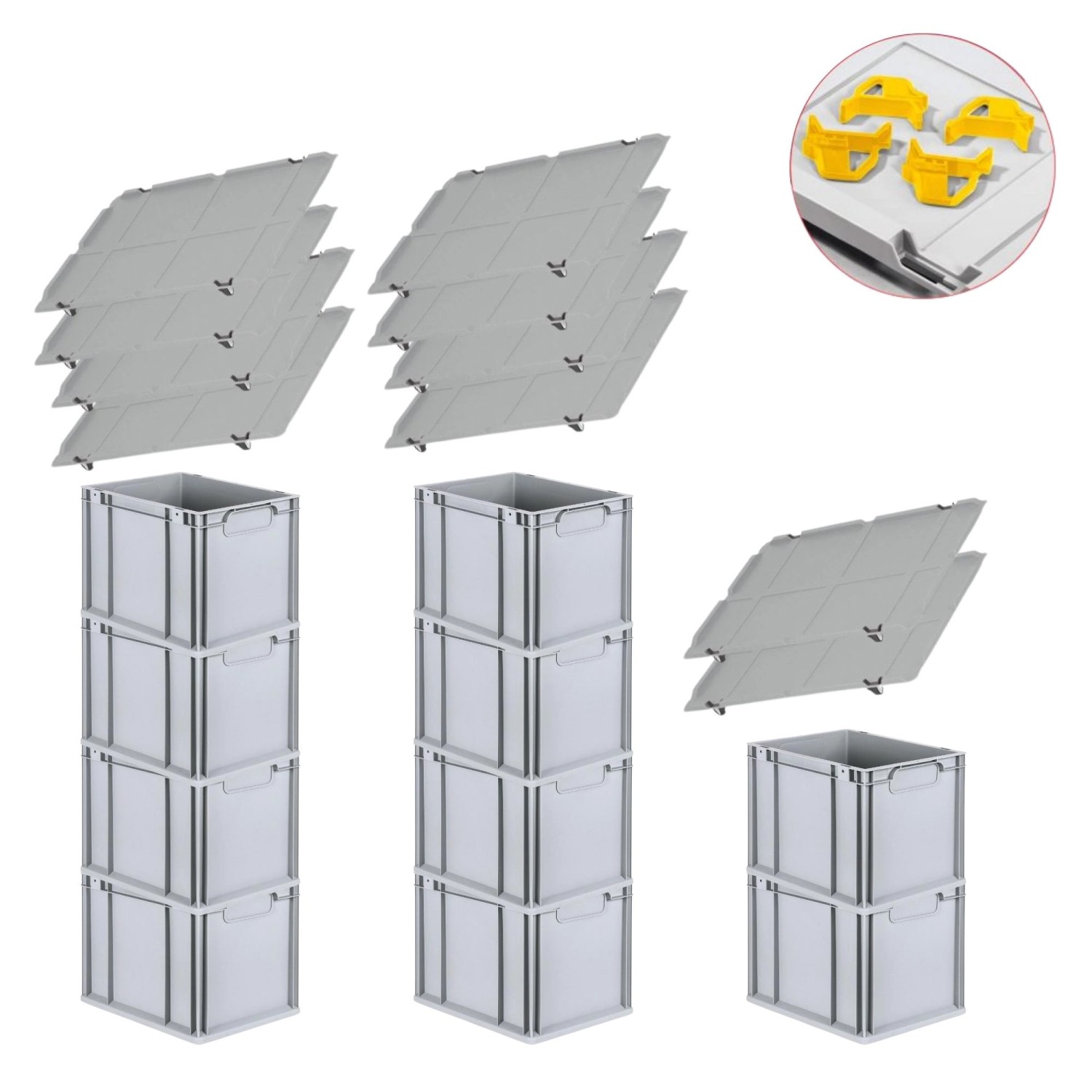 PROREGAL Spar Set 10x Eurobox Nextgen Economy Mit Auflagedeckel & 4x Schiebeschnappverschlüsse Gelb Griffe Geschlossen HxBxT 32 x 30 x 40 cm 30 Liter PROREGAL Spar Set 10x Eurobox Nextgen Economy Mit Auflagedeckel & 4x Schiebeschnappverschlüsse Gelb Griffe Geschlossen HxBxT 32 x 30 x 40 cm 30 Liter von PROREGAL