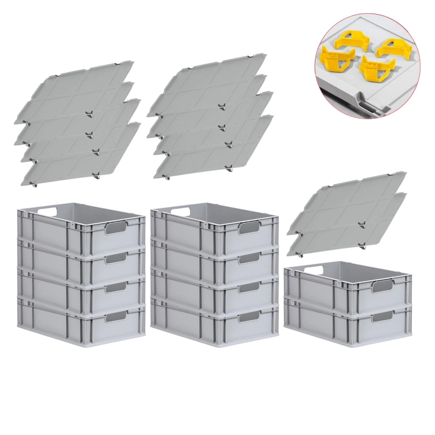 PROREGAL Spar Set 10x Eurobox Nextgen Economy Mit Auflagedeckel & 4x Schiebeschnappverschlüsse Gelb Griffe Offen HxBxT 17 x 40 x 60 cm 34 Liter PROREGAL Spar Set 10x Eurobox Nextgen Economy Mit Auflagedeckel & 4x Schiebeschnappverschlüsse Gelb Griffe Offen HxBxT 17 x 40 x 60 cm 34 Liter von PROREGAL