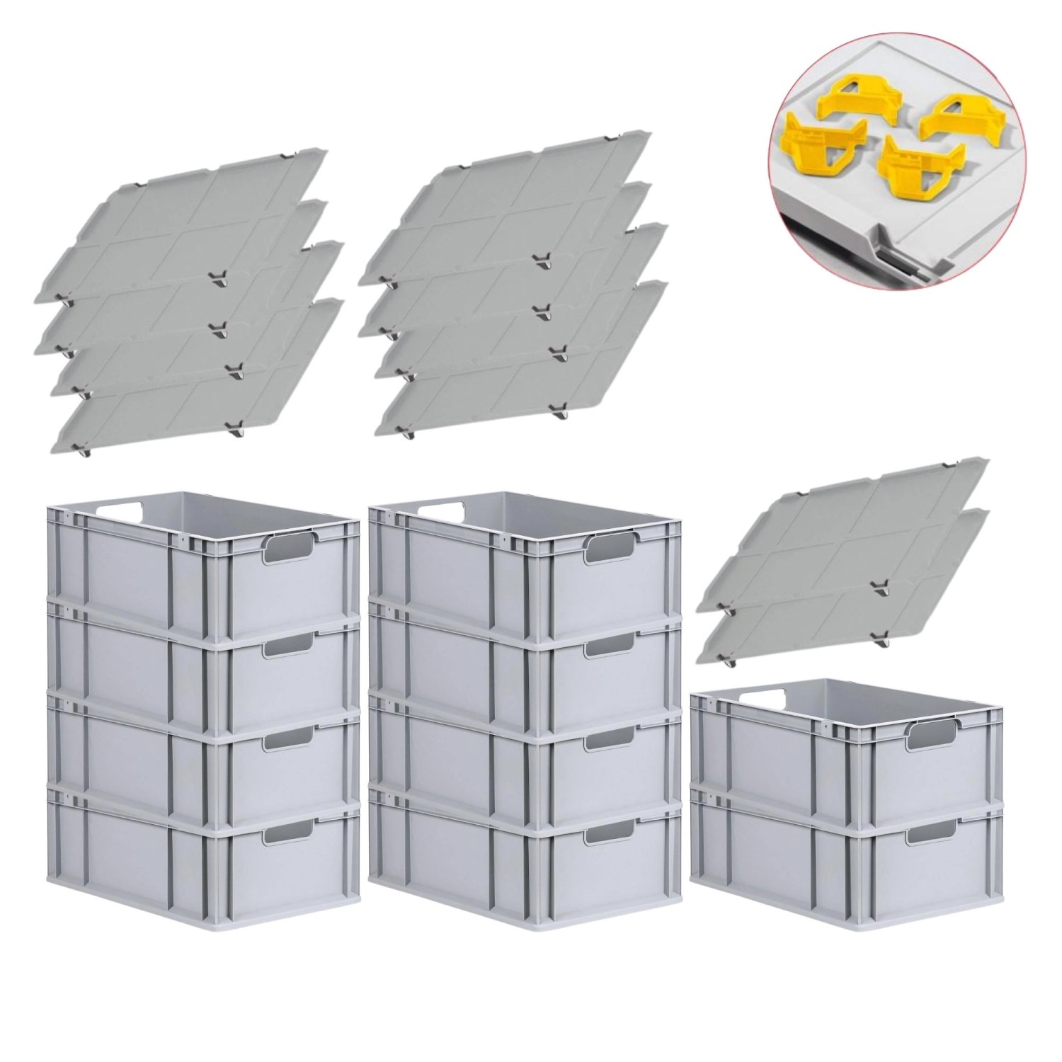 PROREGAL Spar Set 10x Eurobox Nextgen Economy Mit Auflagedeckel & 4x Schiebeschnappverschlüsse Gelb Griffe Offen HxBxT 22 x 40 x 60 cm 44 Liter PROREGAL Spar Set 10x Eurobox Nextgen Economy Mit Auflagedeckel & 4x Schiebeschnappverschlüsse Gelb Griffe Offen HxBxT 22 x 40 x 60 cm 44 Liter von PROREGAL