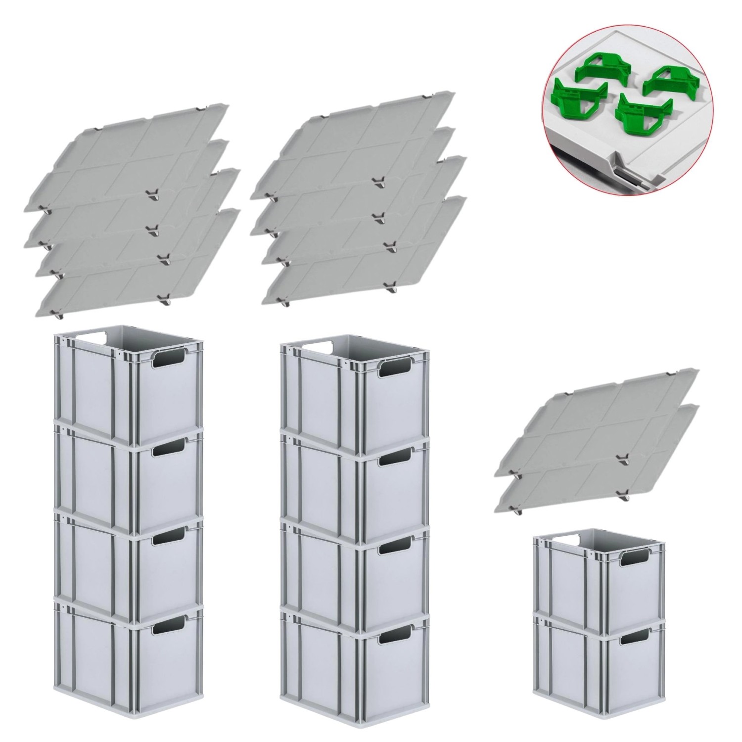 PROREGAL Spar Set 10x Eurobox Nextgen Economy Mit Auflagedeckel & 4x Schiebeschnappverschlüsse Grün Griffe Offen HxBxT 32 x 30 x 40 cm 30 Liter PROREGAL Spar Set 10x Eurobox Nextgen Economy Mit Auflagedeckel & 4x Schiebeschnappverschlüsse Grün Griffe Offen HxBxT 32 x 30 x 40 cm 30 Liter von PROREGAL