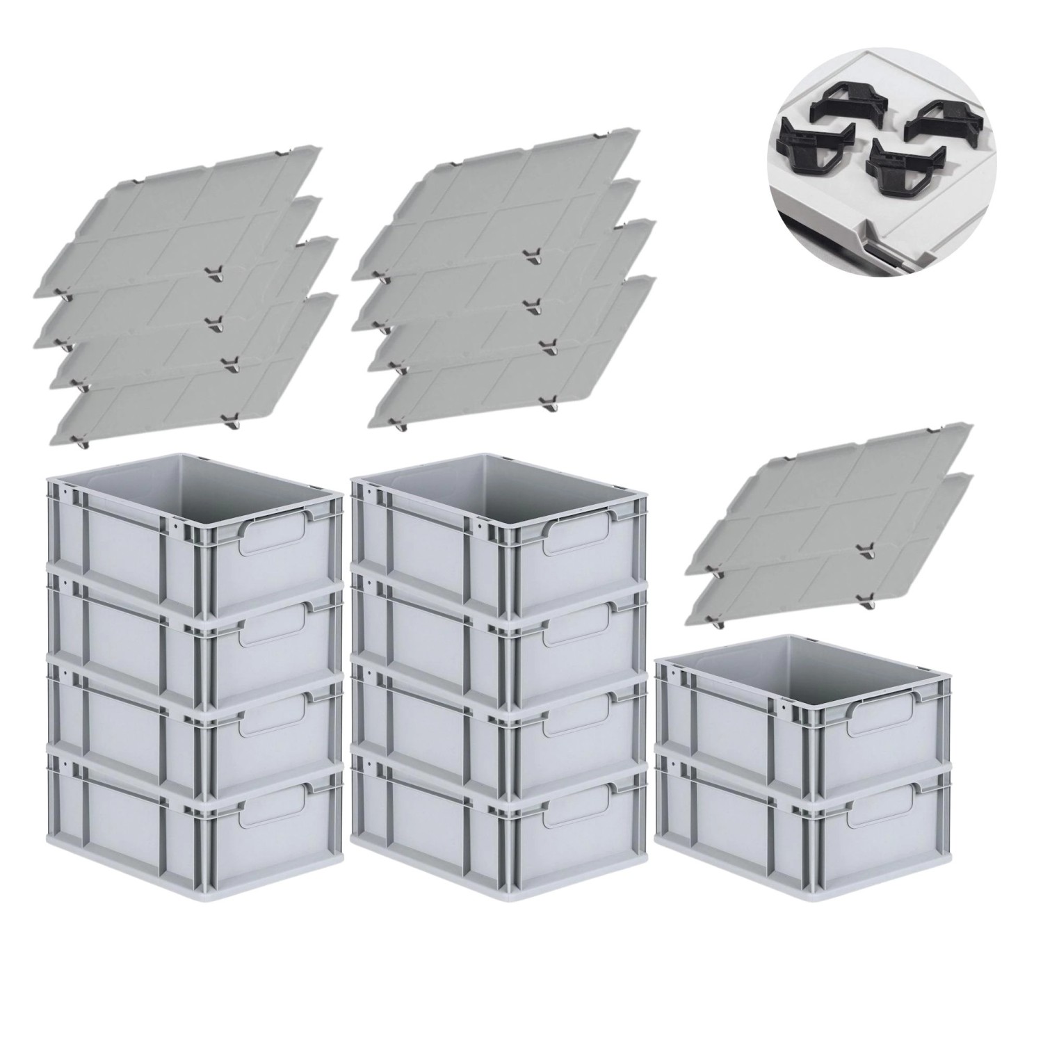PROREGAL Spar Set 10x Eurobox Nextgen Economy Mit Auflagedeckel & 4x Schiebeschnappverschlüsse Schwarz Griffe Geschlossen HxBxT 17 x 30 x 40 cm PROREGAL Spar Set 10x Eurobox Nextgen Economy Mit Auflagedeckel & 4x Schiebeschnappverschlüsse Schwarz Griffe Geschlossen HxBxT 17 x 30 x 40 cm von PROREGAL