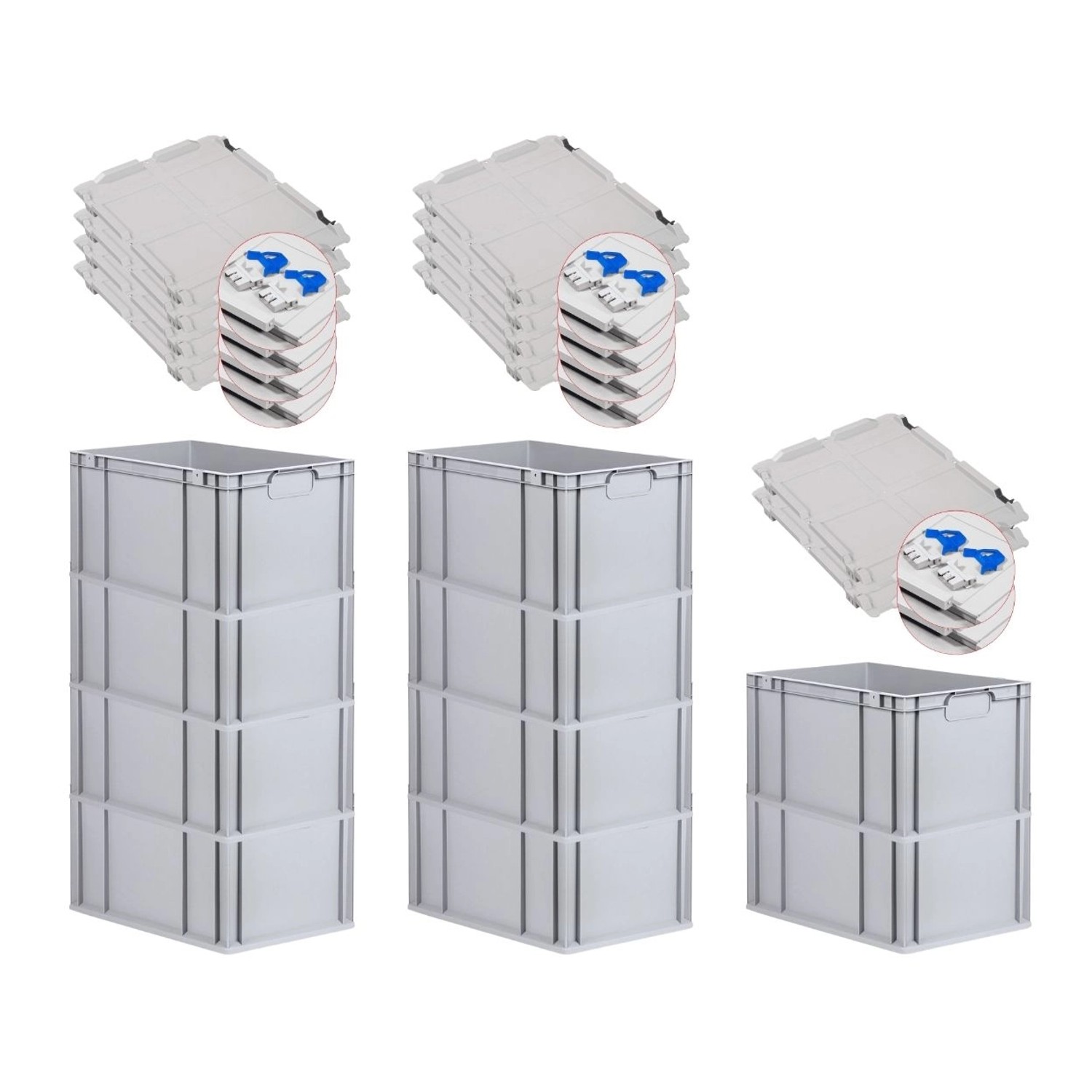 PROREGAL Spar Set 10x Eurobox Nextgen Economy Mit Scharnierdeckel & Blauen Schiebeschnappverschlüsse Griffe Geschlossen HxBxT 32 x 40 x 60 cm 65 Liter PROREGAL Spar Set 10x Eurobox Nextgen Economy Mit Scharnierdeckel & Blauen Schiebeschnappverschlüsse Griffe Geschlossen HxBxT 32 x 40 x 60 cm 65 Liter von PROREGAL