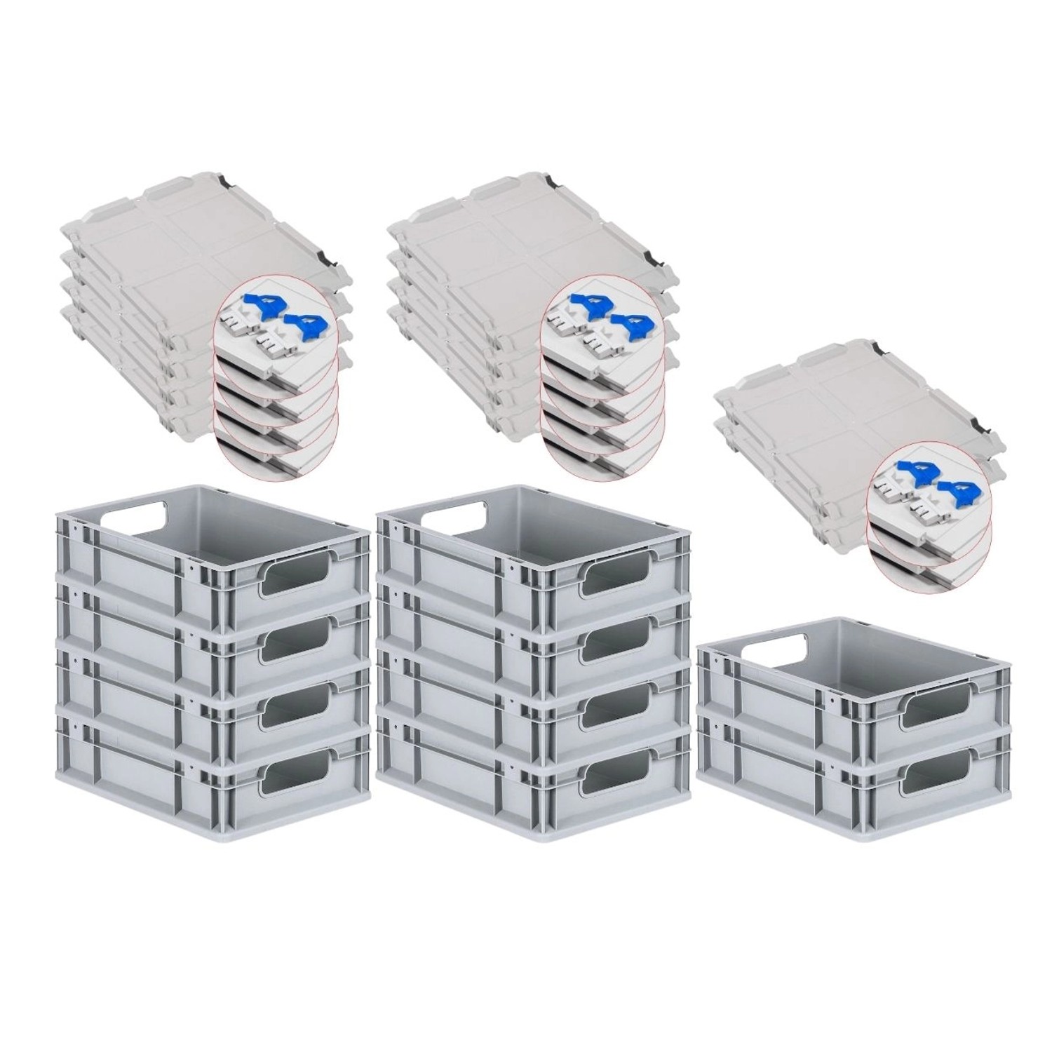 PROREGAL Spar Set 10x Eurobox Nextgen Economy Mit Scharnierdeckel & Blauen Schiebeschnappverschlüssen Griffe Offen HxBxT 12 x 30 x 40 cm 11 Liter PROREGAL Spar Set 10x Eurobox Nextgen Economy Mit Scharnierdeckel & Blauen Schiebeschnappverschlüssen Griffe Offen HxBxT 12 x 30 x 40 cm 11 Liter von PROREGAL