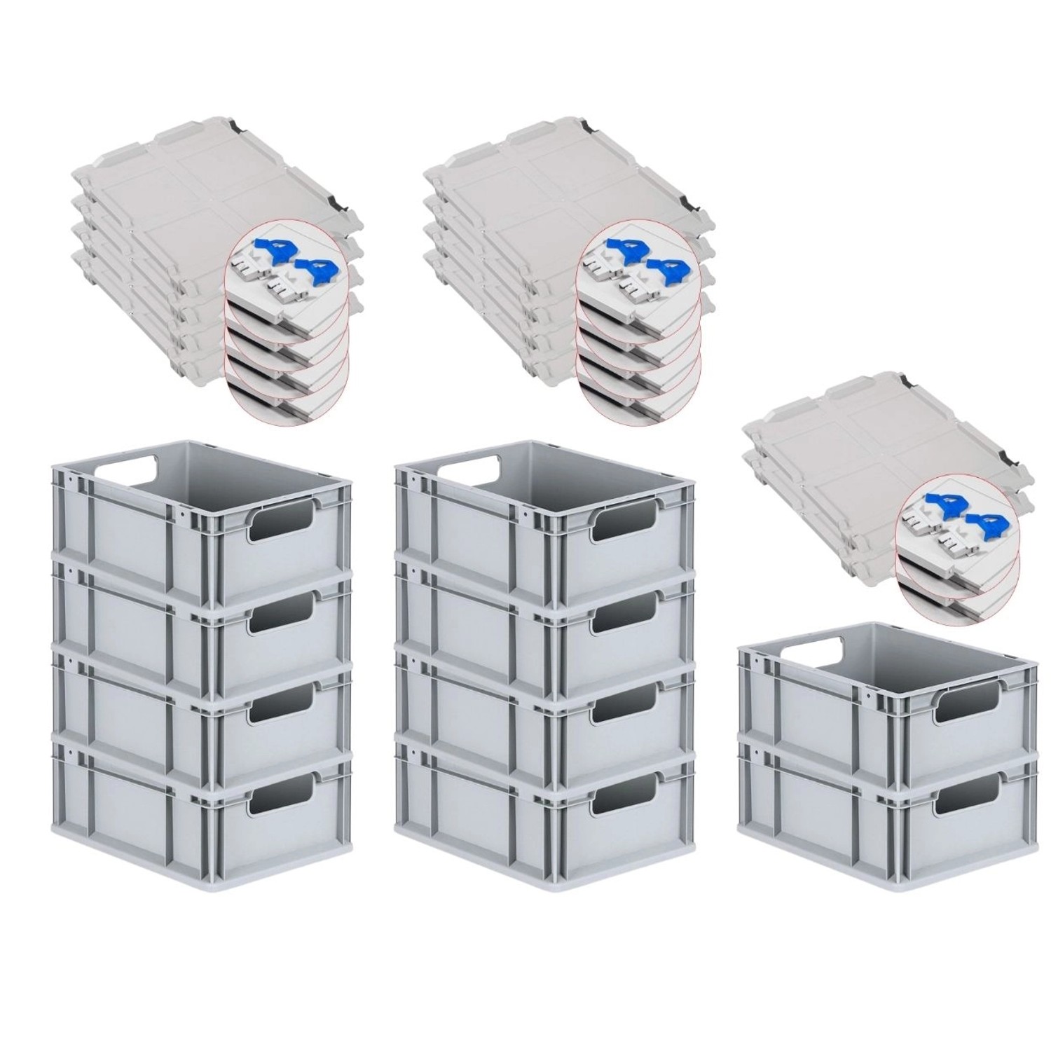 PROREGAL Spar Set 10x Eurobox Nextgen Economy Mit Scharnierdeckel & Blauen Schiebeschnappverschlüssen Griffe Offen HxBxT 17 x 30 x 40 cm 16 Liter PROREGAL Spar Set 10x Eurobox Nextgen Economy Mit Scharnierdeckel & Blauen Schiebeschnappverschlüssen Griffe Offen HxBxT 17 x 30 x 40 cm 16 Liter von PROREGAL