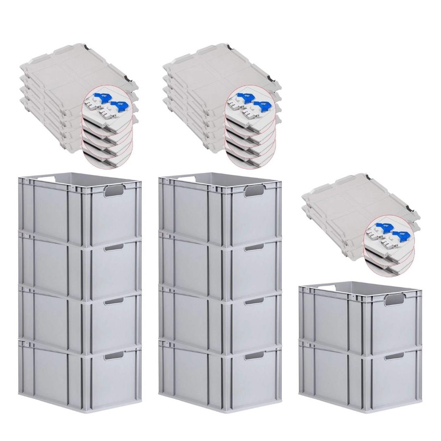 PROREGAL Spar Set 10x Eurobox Nextgen Economy Mit Scharnierdeckel & Blauen Schiebeschnappverschlüssen Griffe Offen HxBxT 32 x 40 x 60 cm 65 Liter PROREGAL Spar Set 10x Eurobox Nextgen Economy Mit Scharnierdeckel & Blauen Schiebeschnappverschlüssen Griffe Offen HxBxT 32 x 40 x 60 cm 65 Liter von PROREGAL