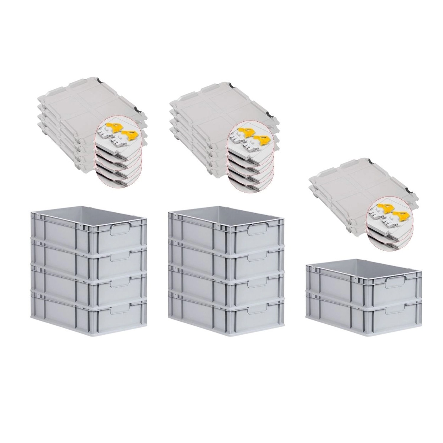 PROREGAL Spar Set 10x Eurobox Nextgen Economy Mit Scharnierdeckel & Gelben Schiebeschnappverschlüsse Griffe Geschlossen HxBxT 17 x 40 x 60 cm 34 Liter PROREGAL Spar Set 10x Eurobox Nextgen Economy Mit Scharnierdeckel & Gelben Schiebeschnappverschlüsse Griffe Geschlossen HxBxT 17 x 40 x 60 cm 34 Liter von PROREGAL