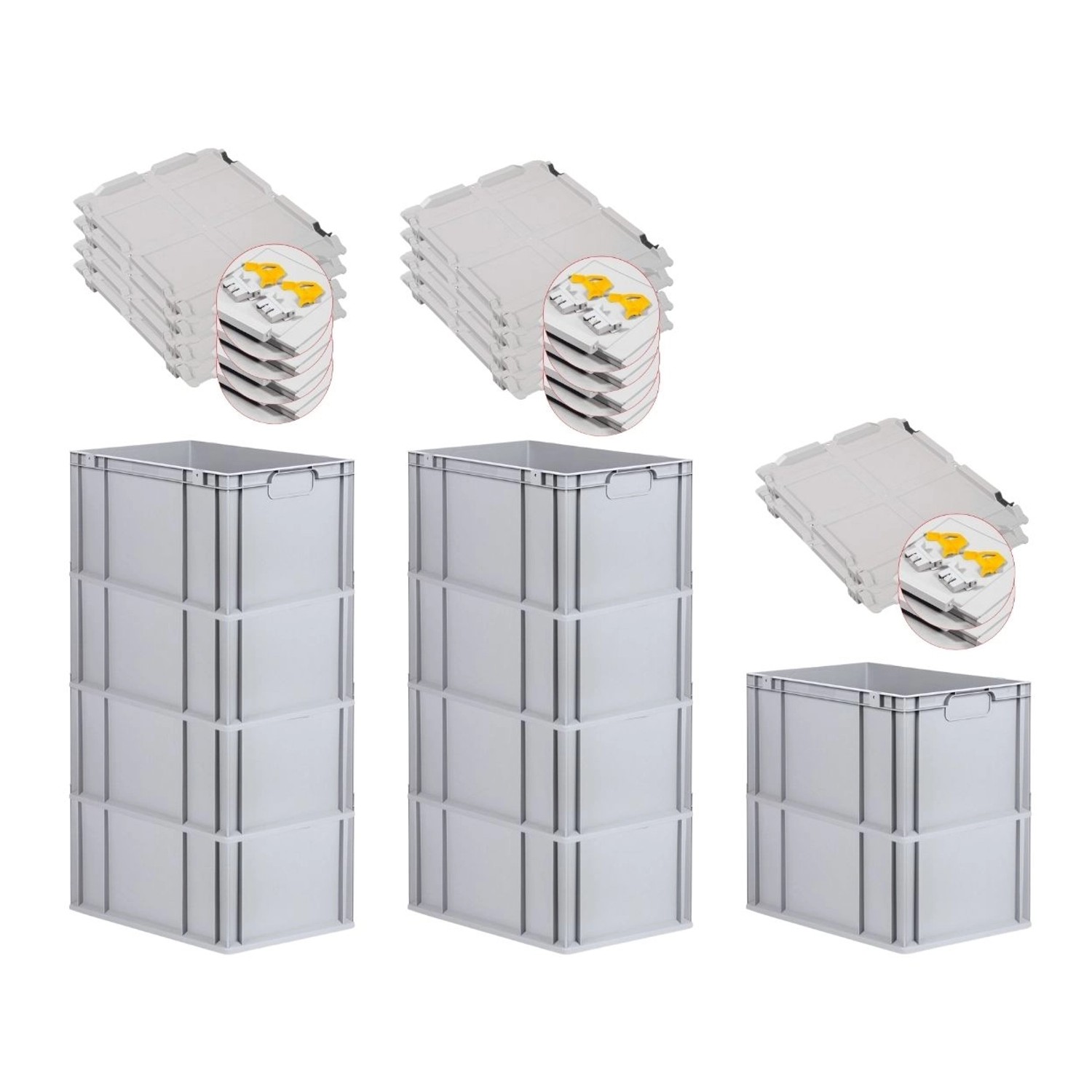 PROREGAL Spar Set 10x Eurobox Nextgen Economy Mit Scharnierdeckel & Gelben Schiebeschnappverschlüsse Griffe Geschlossen HxBxT 32 x 40 x 60 cm 65 Liter PROREGAL Spar Set 10x Eurobox Nextgen Economy Mit Scharnierdeckel & Gelben Schiebeschnappverschlüsse Griffe Geschlossen HxBxT 32 x 40 x 60 cm 65 Liter von PROREGAL
