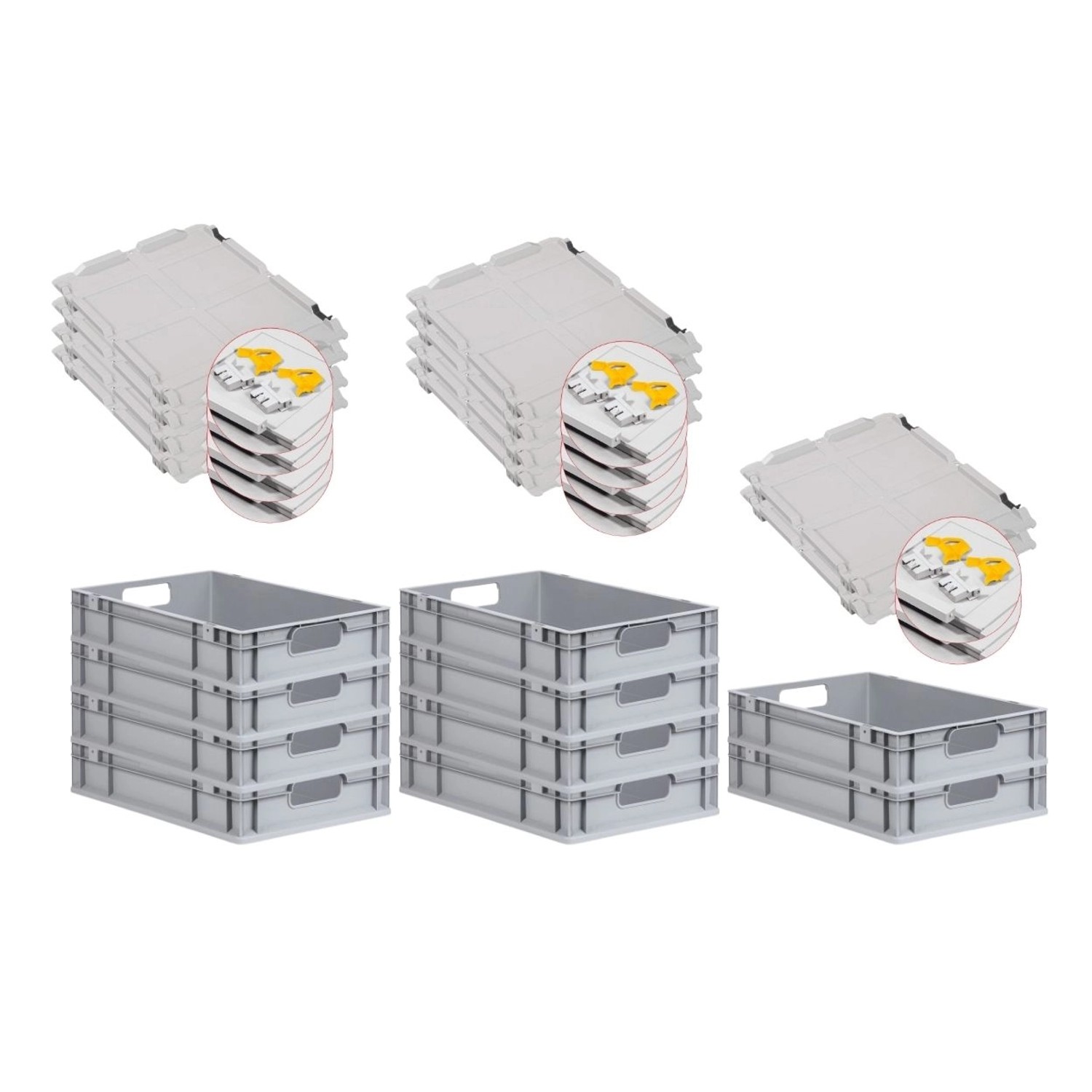 PROREGAL Spar Set 10x Eurobox Nextgen Economy Mit Scharnierdeckel & Gelben Schiebeschnappverschlüssen Griffe Offen HxBxT 12 x 40 x 60 cm 23 Liter PROREGAL Spar Set 10x Eurobox Nextgen Economy Mit Scharnierdeckel & Gelben Schiebeschnappverschlüssen Griffe Offen HxBxT 12 x 40 x 60 cm 23 Liter von PROREGAL