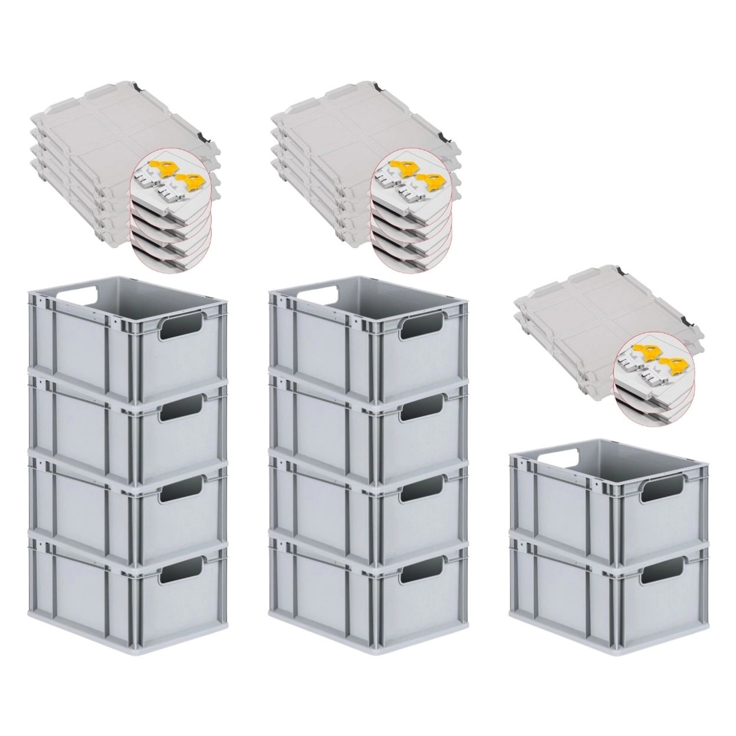 PROREGAL Spar Set 10x Eurobox Nextgen Economy Mit Scharnierdeckel & Gelben Schiebeschnappverschlüssen Griffe Offen HxBxT 22 x 30 x 40 cm 20 Liter PROREGAL Spar Set 10x Eurobox Nextgen Economy Mit Scharnierdeckel & Gelben Schiebeschnappverschlüssen Griffe Offen HxBxT 22 x 30 x 40 cm 20 Liter von PROREGAL