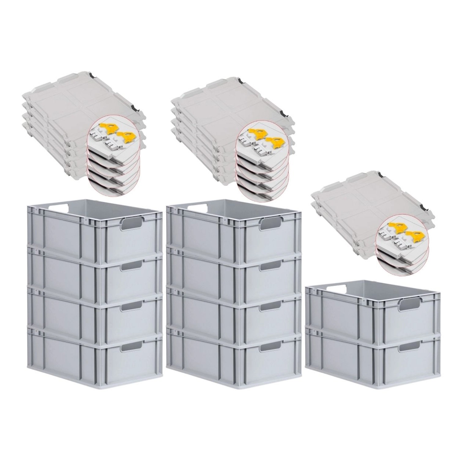 PROREGAL Spar Set 10x Eurobox Nextgen Economy Mit Scharnierdeckel & Gelben Schiebeschnappverschlüssen Griffe Offen HxBxT 22 x 40 x 60 cm 44 Liter PROREGAL Spar Set 10x Eurobox Nextgen Economy Mit Scharnierdeckel & Gelben Schiebeschnappverschlüssen Griffe Offen HxBxT 22 x 40 x 60 cm 44 Liter von PROREGAL