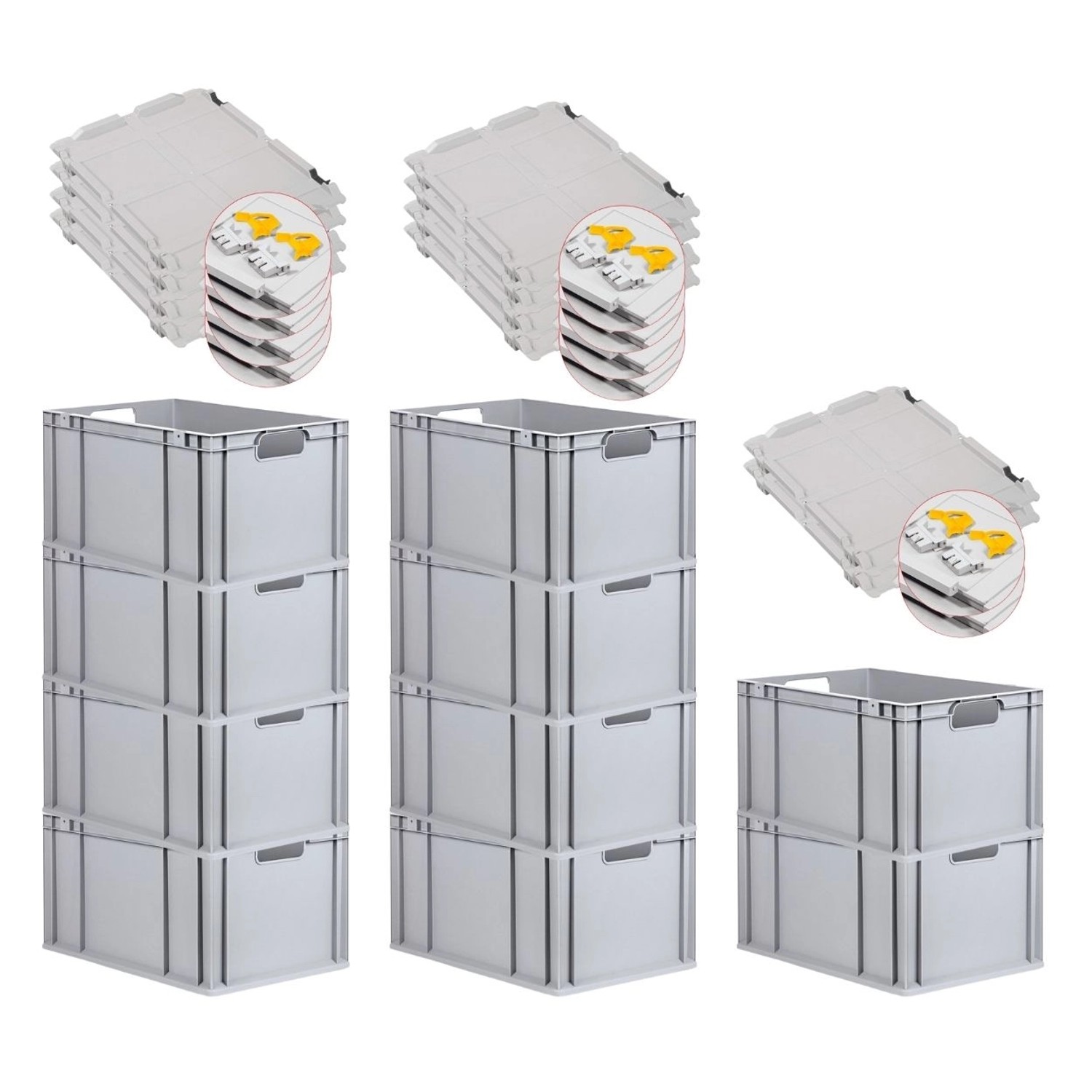 PROREGAL Spar Set 10x Eurobox Nextgen Economy Mit Scharnierdeckel & Gelben Schiebeschnappverschlüssen Griffe Offen HxBxT 32 x 40 x 60 cm 65 Liter PROREGAL Spar Set 10x Eurobox Nextgen Economy Mit Scharnierdeckel & Gelben Schiebeschnappverschlüssen Griffe Offen HxBxT 32 x 40 x 60 cm 65 Liter von PROREGAL