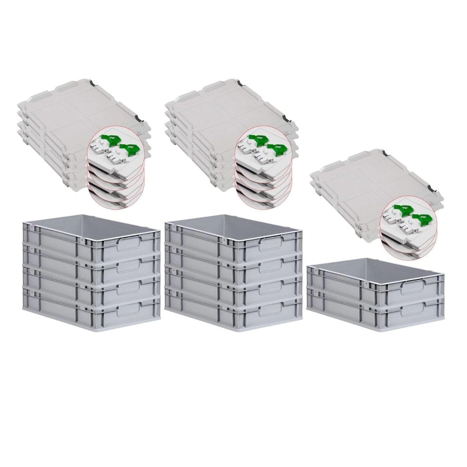 PROREGAL Spar Set 10x Eurobox Nextgen Economy Mit Scharnierdeckel & Grünen Schiebeschnappverschlüssen Griffe Geschlossen HxBxT 12 x 40 x 60 cm PROREGAL Spar Set 10x Eurobox Nextgen Economy Mit Scharnierdeckel & Grünen Schiebeschnappverschlüssen Griffe Geschlossen HxBxT 12 x 40 x 60 cm von PROREGAL