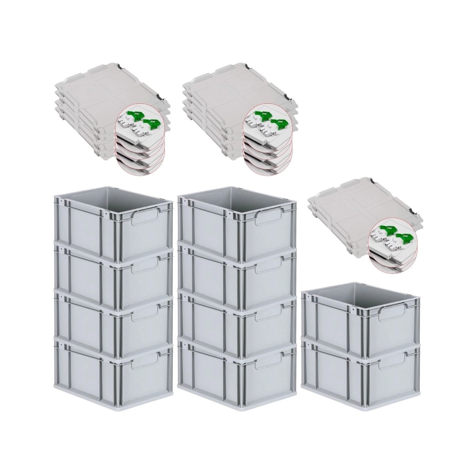 PROREGAL Spar Set 10x Eurobox Nextgen Economy Mit Scharnierdeckel & Grünen Schiebeschnappverschlüssen Griffe Geschlossen HxBxT 22 x 30 x 40 cm PROREGAL Spar Set 10x Eurobox Nextgen Economy Mit Scharnierdeckel & Grünen Schiebeschnappverschlüssen Griffe Geschlossen HxBxT 22 x 30 x 40 cm von PROREGAL