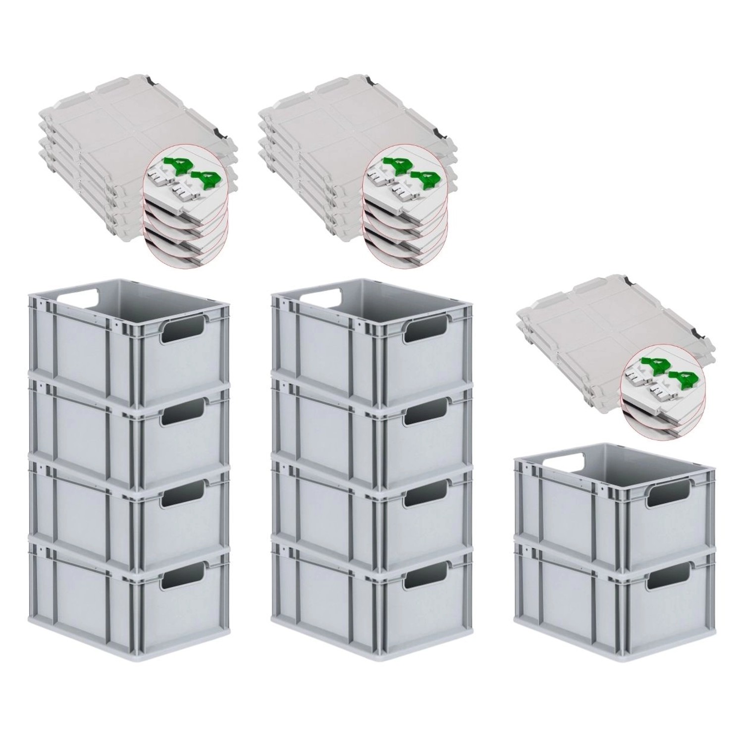PROREGAL Spar Set 10x Eurobox Nextgen Economy Mit Scharnierdeckel & Grünen Schiebeschnappverschlüssen Griffe Offen HxBxT 22 x 30 x 40 cm 20 Liter PROREGAL Spar Set 10x Eurobox Nextgen Economy Mit Scharnierdeckel & Grünen Schiebeschnappverschlüssen Griffe Offen HxBxT 22 x 30 x 40 cm 20 Liter von PROREGAL